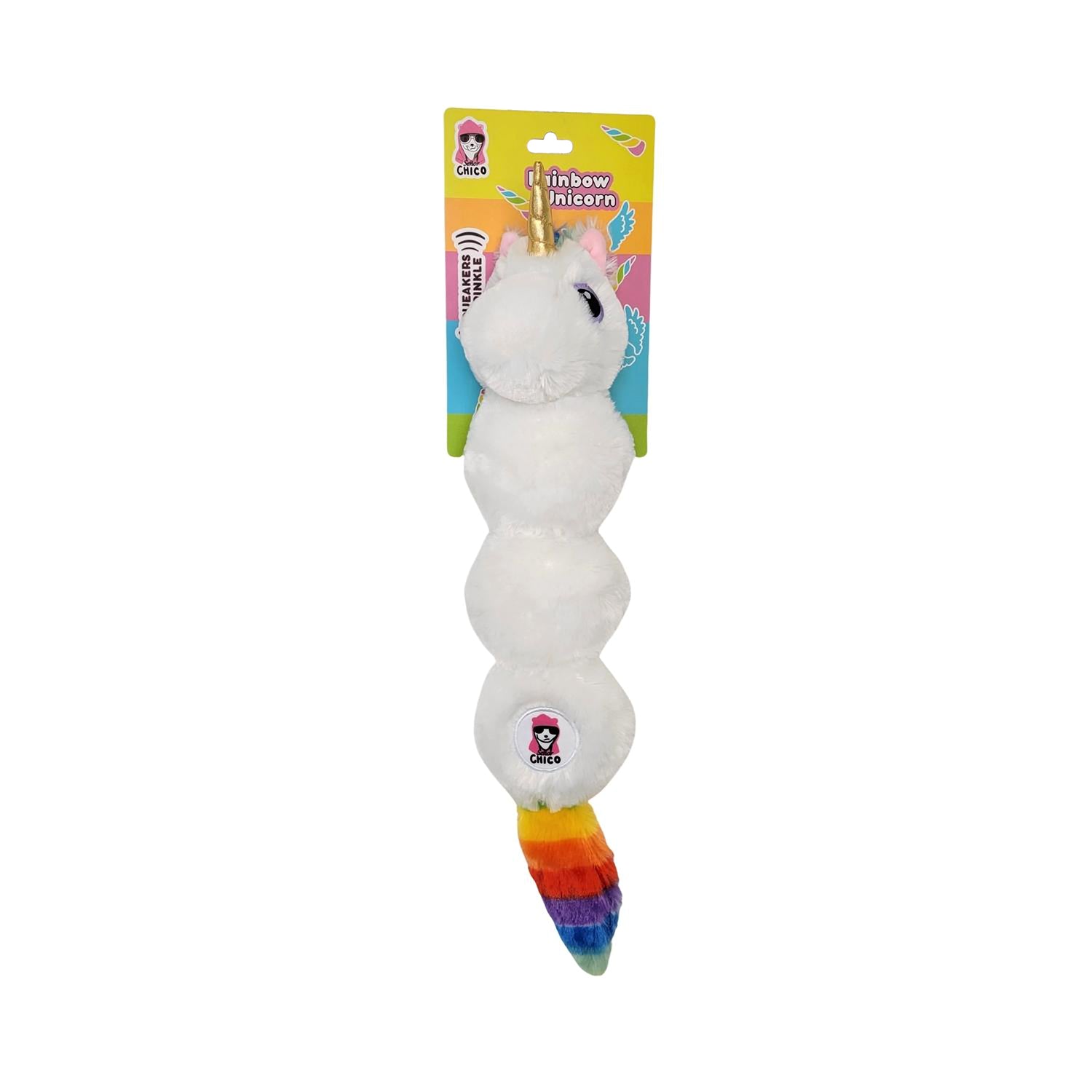 Colorful Unicorn Magical Creature Plush Dog Toy – with Squeaker & Crinkle Paper for Fun Play - Mac's Got More
