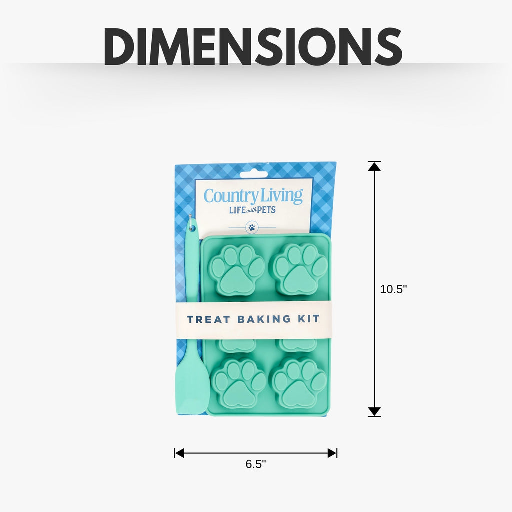 Country Living 3 - Piece Silicone Baking Kit – Includes 2 Baking Trays (6 - Cavity Paw Print Mold) & Spatula – for Homemade Dog Treats, Candy, Chocolate, and Ice Cubes - Mac's Got More