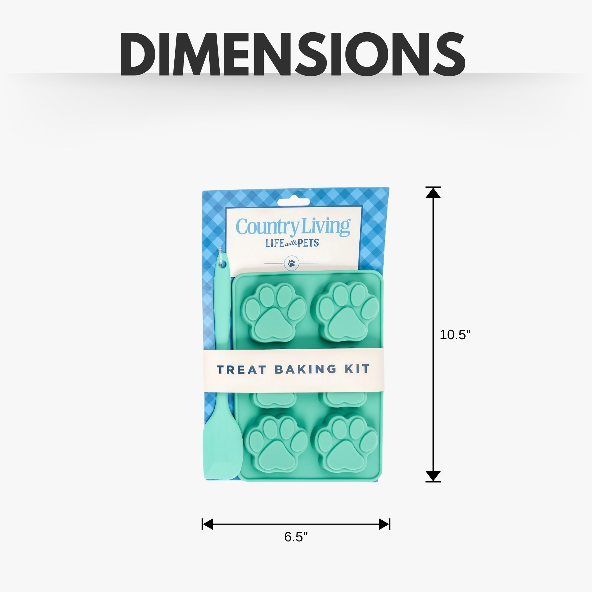 Country Living 3 - Piece Silicone Baking Kit – Includes 2 Baking Trays (6 - Cavity Paw Print Mold) & Spatula – for Homemade Dog Treats, Candy, Chocolate, and Ice Cubes - Mac's Got More