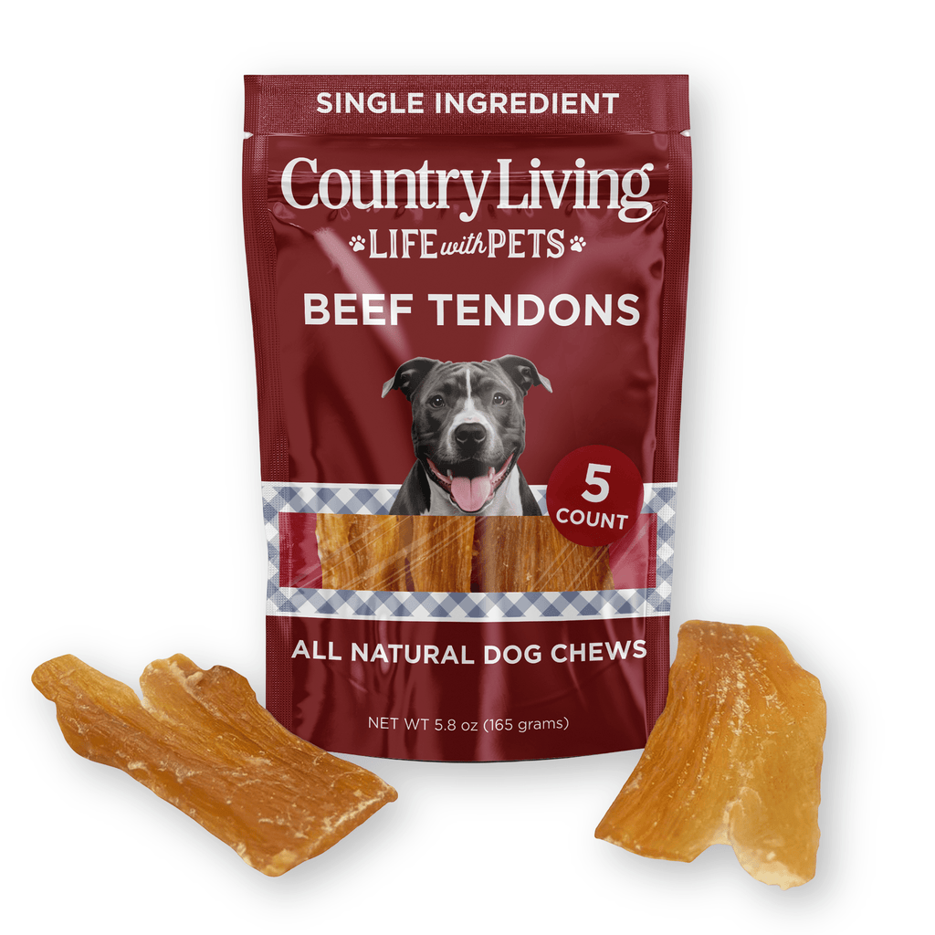 Country Living 4” - 7” Beef Backstrap Tendon Dog Chews – 5 Count Bag – All - Natural, Long - Lasting, High - Protein Dog Treats – Single - Ingredient, Grain - Free - Mac's Got More