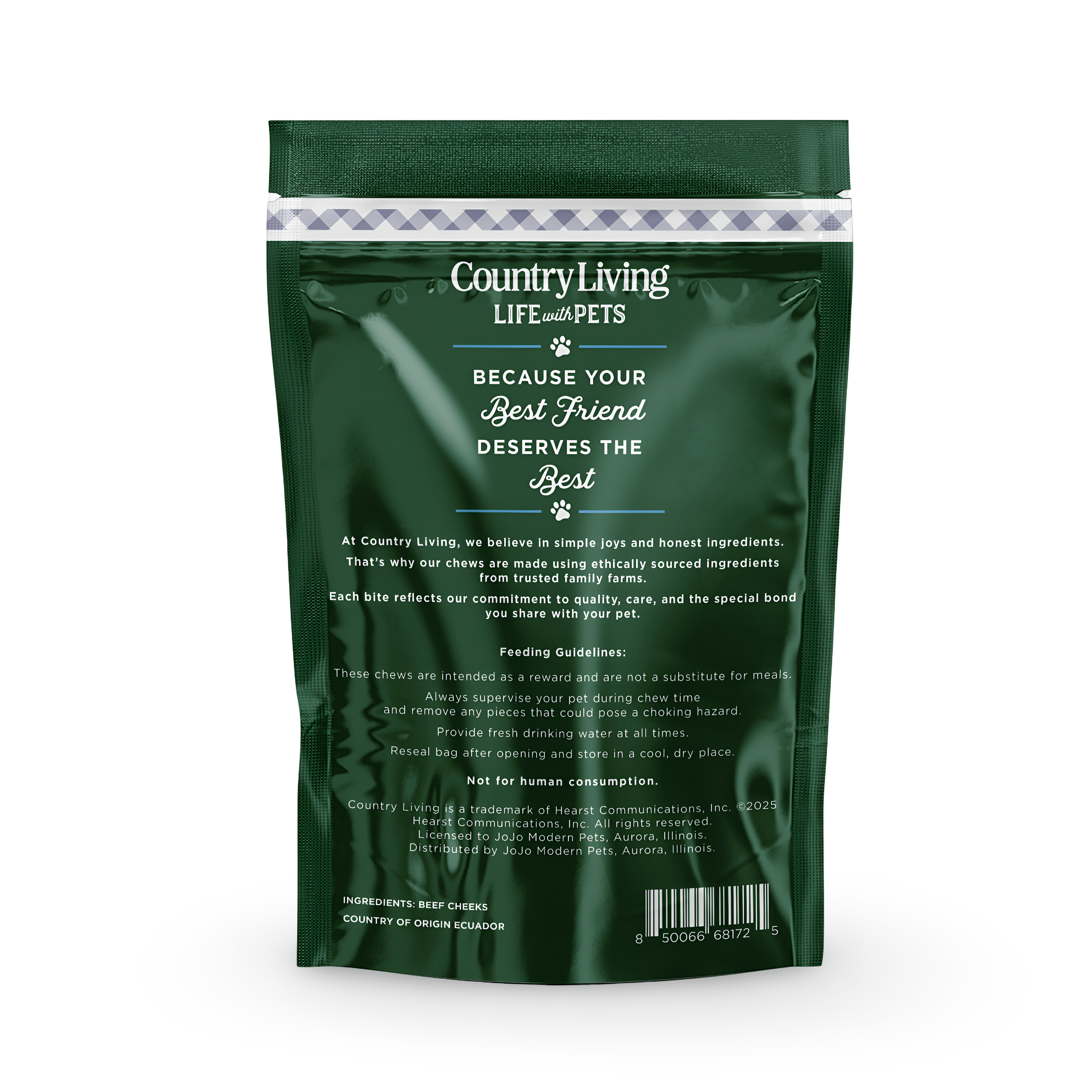 Country Living 4” x 4” Beef Cheek Chip Dog Treats – Chicken Flavor – 5 Count Bag – All - Natural, High - Protein, Long - Lasting Dog Chews - Mac's Got More