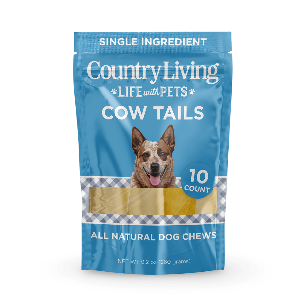 Country Living 5” - 7” Cow Tails Dog Chews – 10 Count Bag – All - Natural, Single - Ingredient, Long - Lasting Beef Chews – High - Protein, Grain - Free – Promotes Dental Health - Mac's Got More