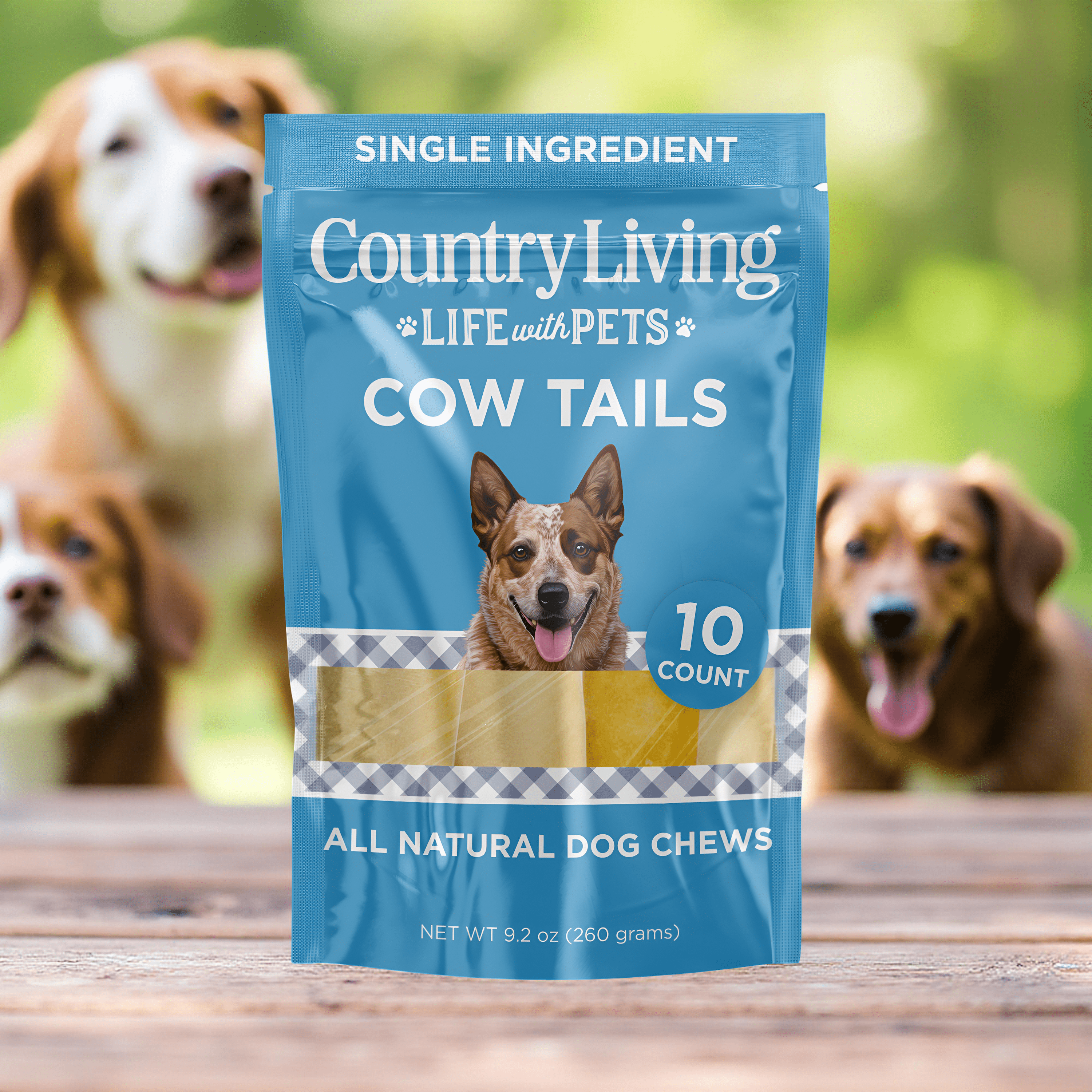 Country Living 5” - 7” Cow Tails Dog Chews – 10 Count Bag – All - Natural, Single - Ingredient, Long - Lasting Beef Chews – High - Protein, Grain - Free – Promotes Dental Health - Mac's Got More