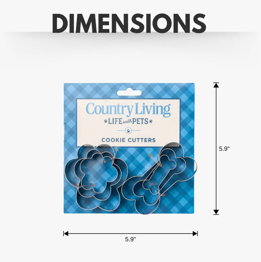 Country Living 6 - Piece Stainless Steel Cookie Cutter Set (3 Paw - Shaped, 3 Bone - Shaped) - Mac's Got More