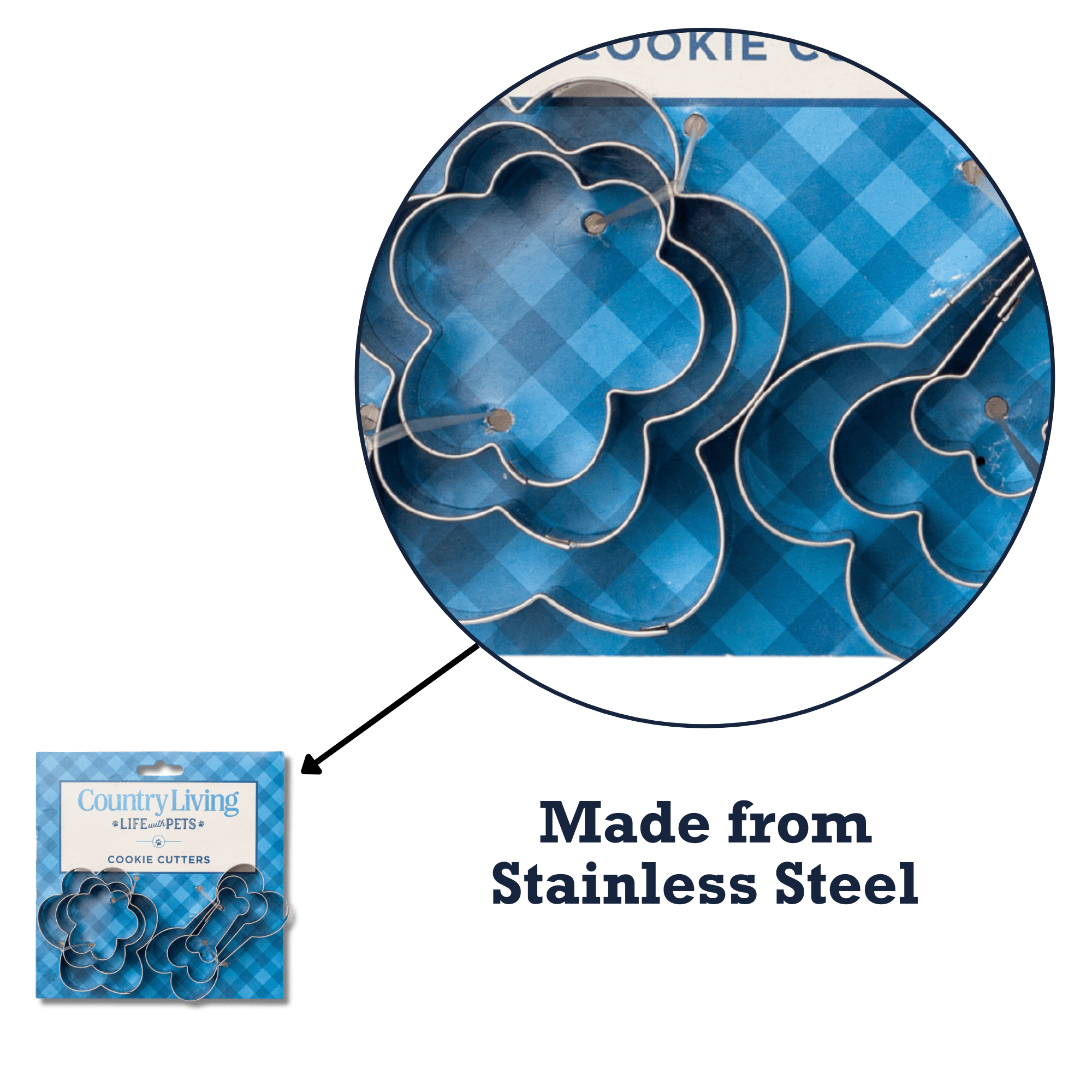 Country Living 6 - Piece Stainless Steel Cookie Cutter Set (3 Paw - Shaped, 3 Bone - Shaped) - Mac's Got More