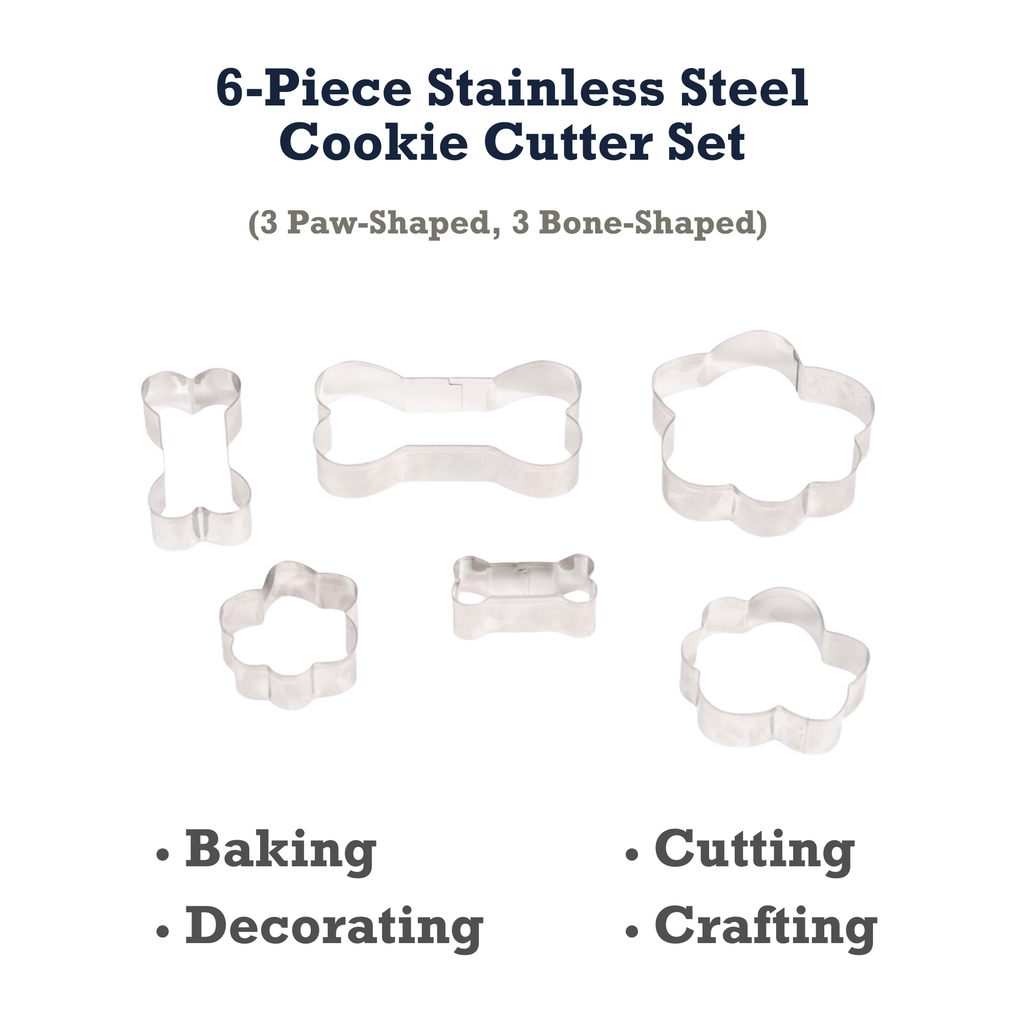 Country Living 6 - Piece Stainless Steel Cookie Cutter Set (3 Paw - Shaped, 3 Bone - Shaped) - Mac's Got More