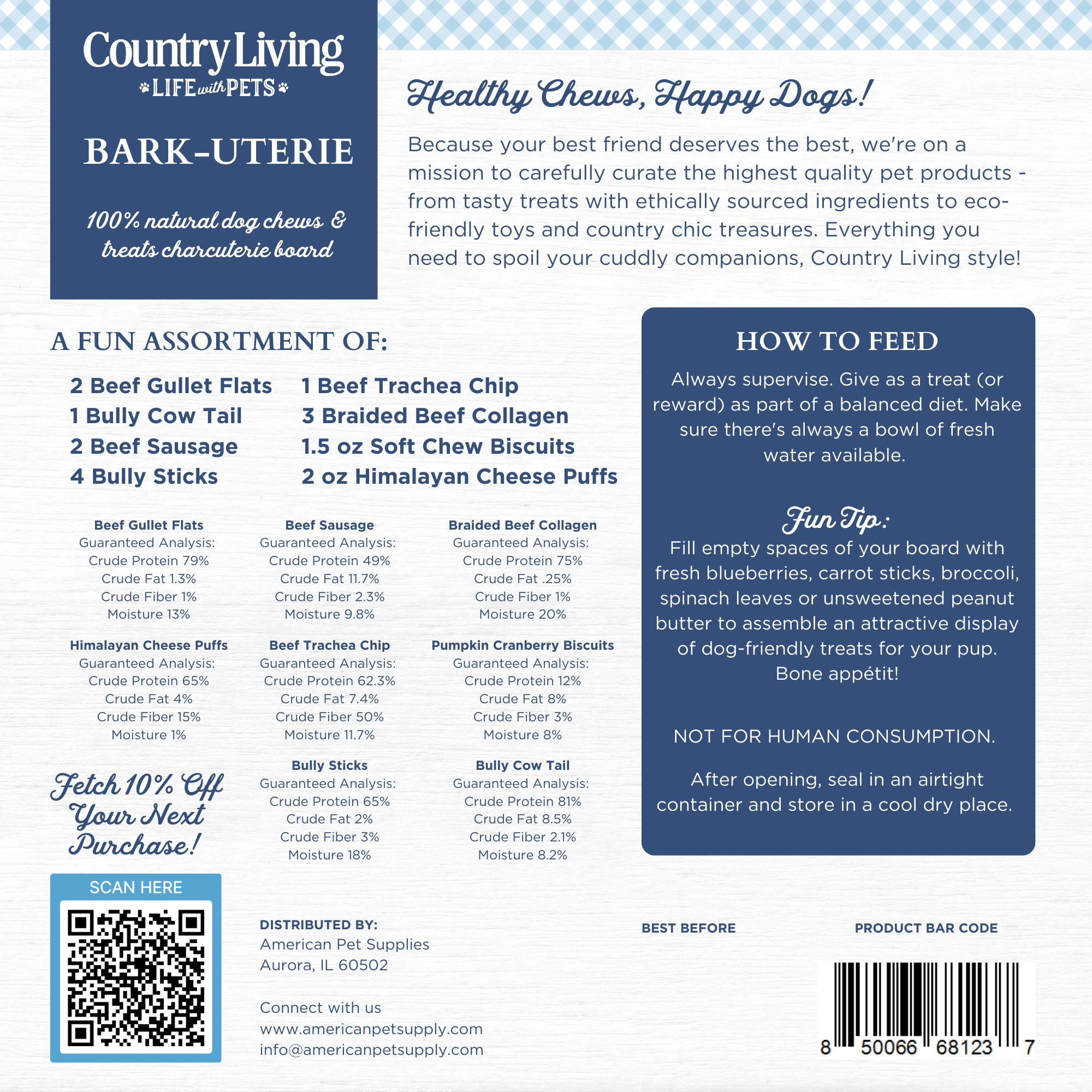 Country Living Bark - Uterie Board – Charcuterie - Inspired Natural Dog Treats Variety | Single - Ingredient, High - Protein, Grain - Free | All Breeds & Sizes - Mac's Got More