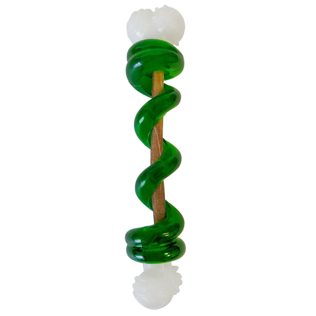 Country Living Bone - a - Treat Dog Chew Toy – Orange Bulged Balls & Green Spiral Ring - Mac's Got More