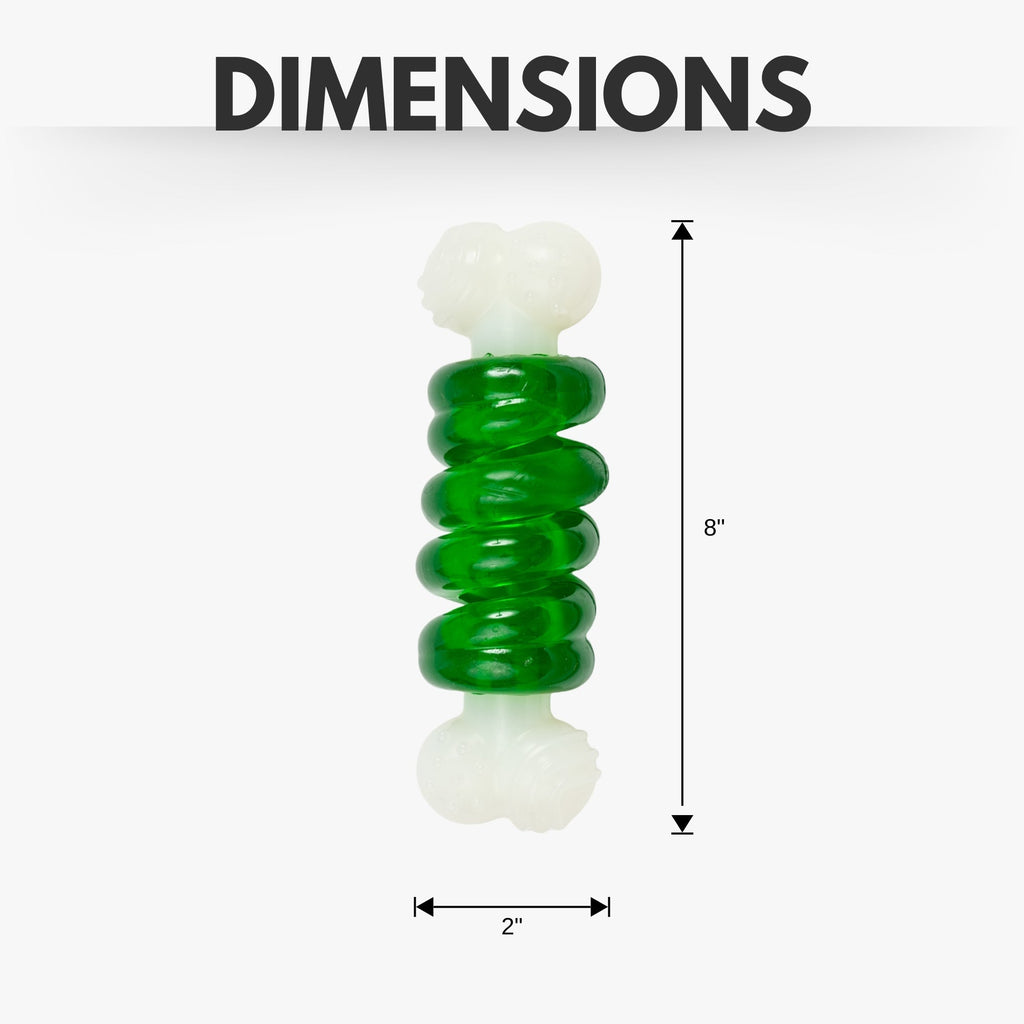 Country Living Bone - a - Treat Dog Chew Toy – Orange Bulged Balls & Green Spiral Ring - Mac's Got More