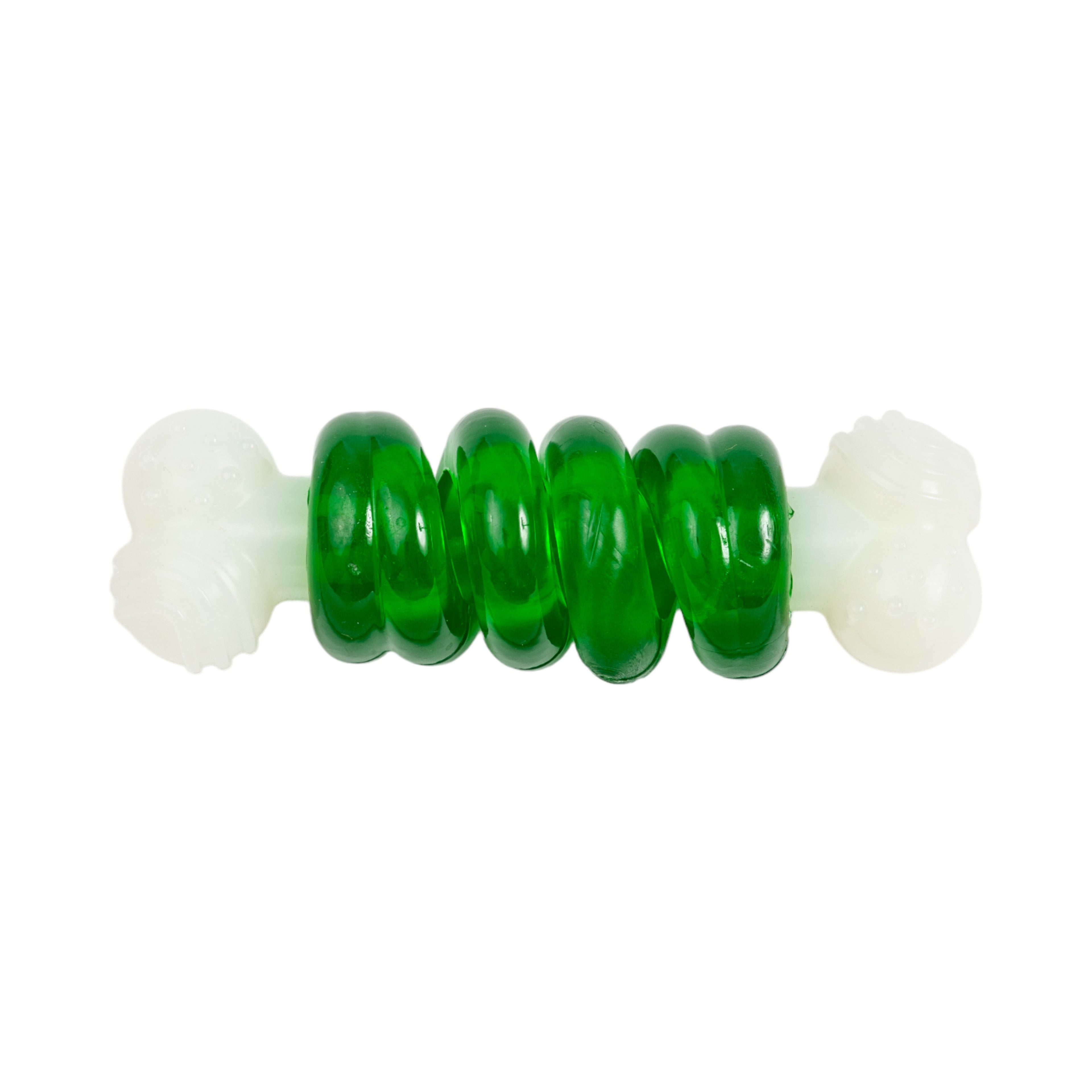Country Living Bone - a - Treat Dog Chew Toy – Orange Bulged Balls & Green Spiral Ring - Mac's Got More