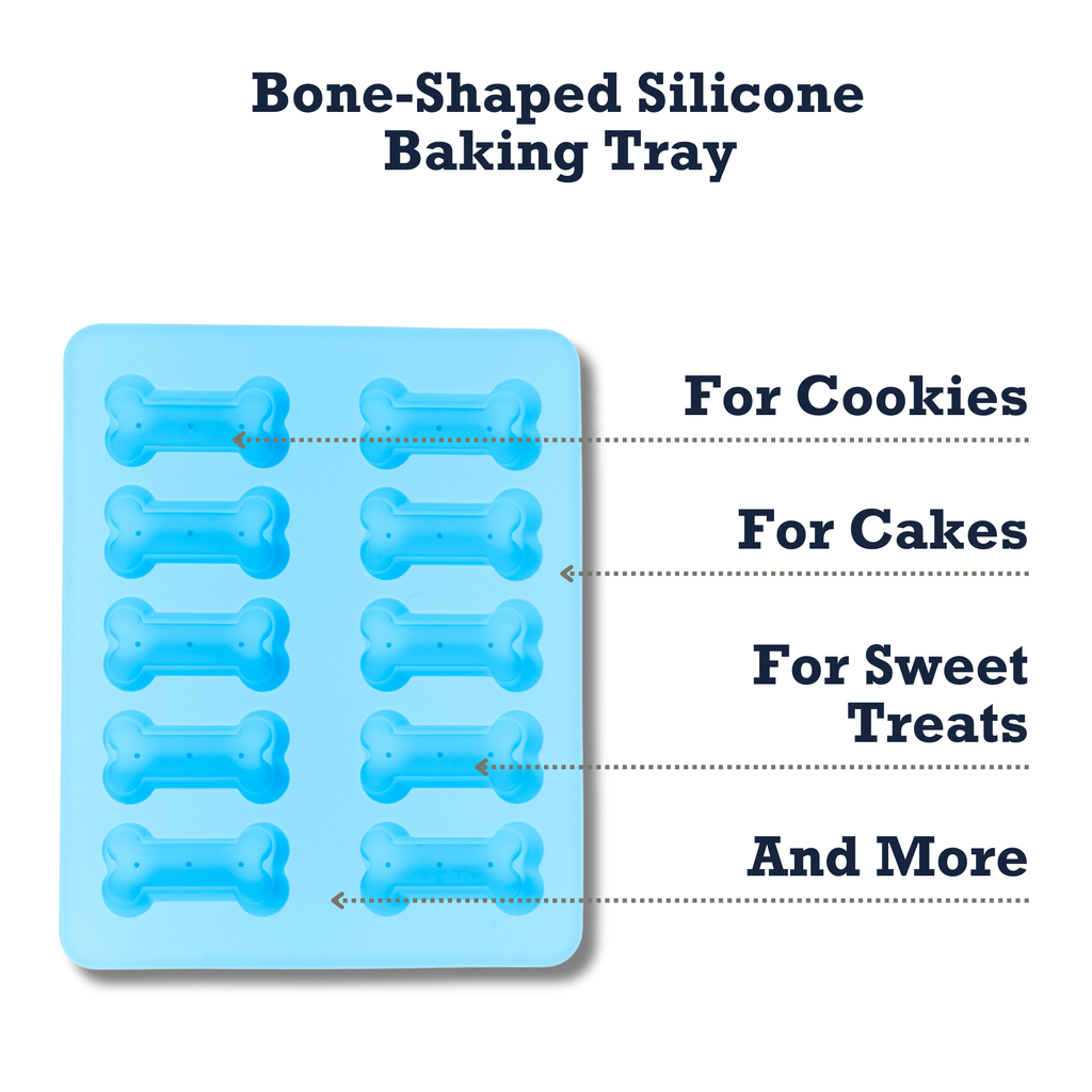 Country Living Bone - Shaped Silicone Baking Tray (10 - Cavity Mold) – for Homemade Dog Treats, Candy, Cookies, Chocolate, and Ice Cubes - Mac's Got More