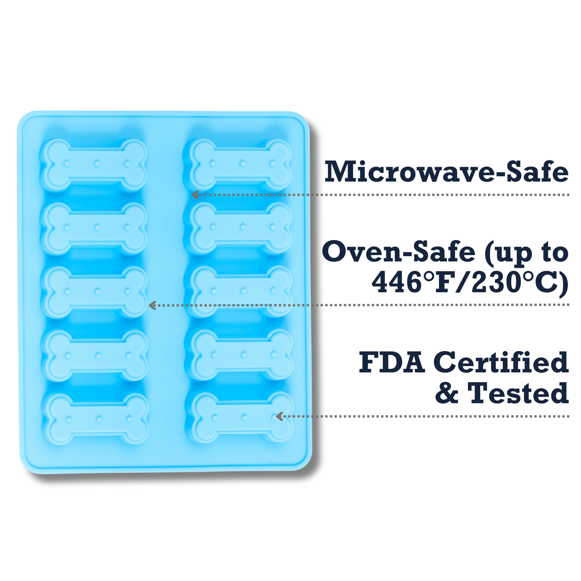 Country Living Bone - Shaped Silicone Baking Tray (10 - Cavity Mold) – for Homemade Dog Treats, Candy, Cookies, Chocolate, and Ice Cubes - Mac's Got More