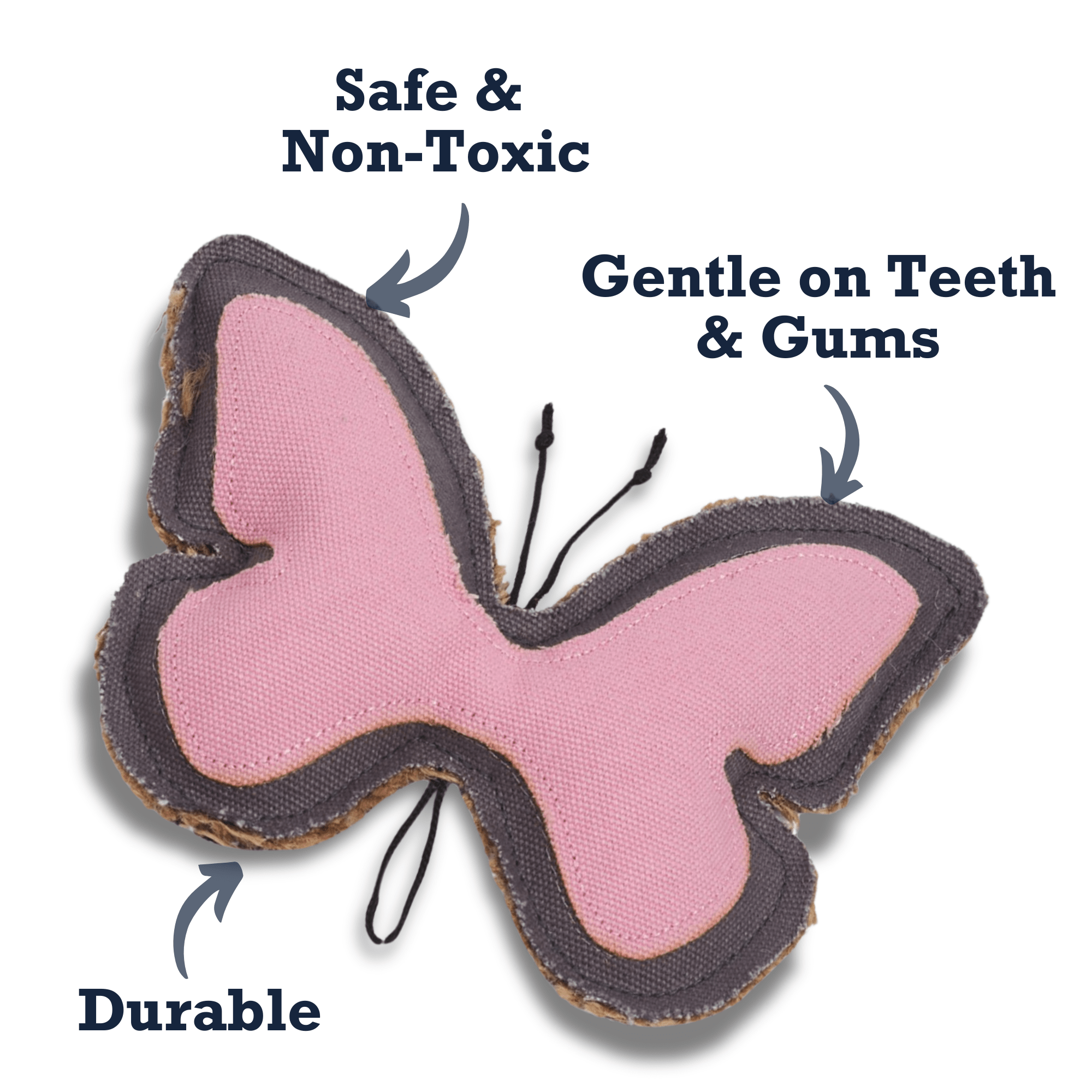 Country Living Canvas & Jute Butterfly - Shaped Dog Chew Toy – Durable, Safe and Non - Toxic - Mac's Got More