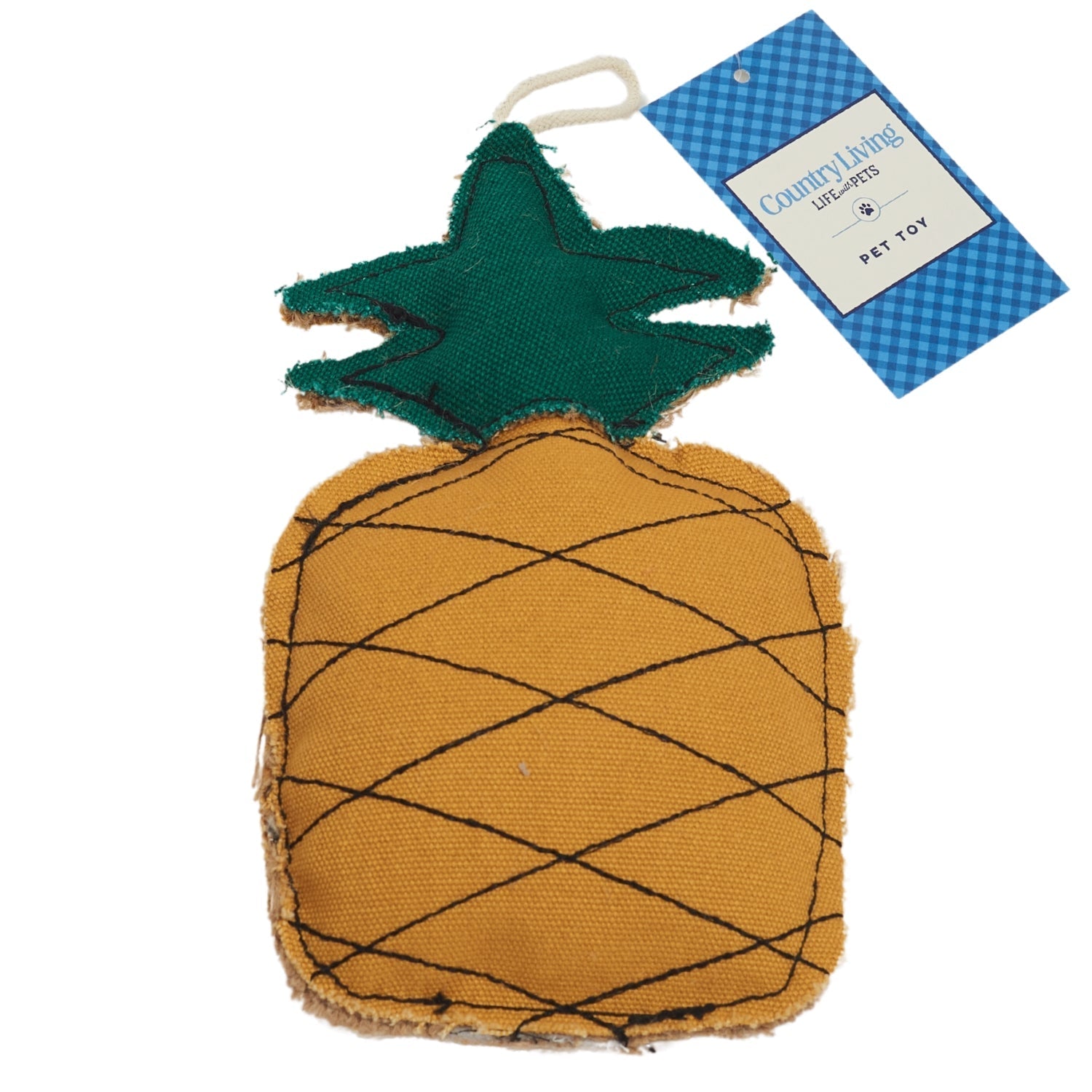 Country Living Canvas & Jute Pineapple - Shaped Dog Chew Toy – Durable, Safe and Non - Toxic - Mac's Got More