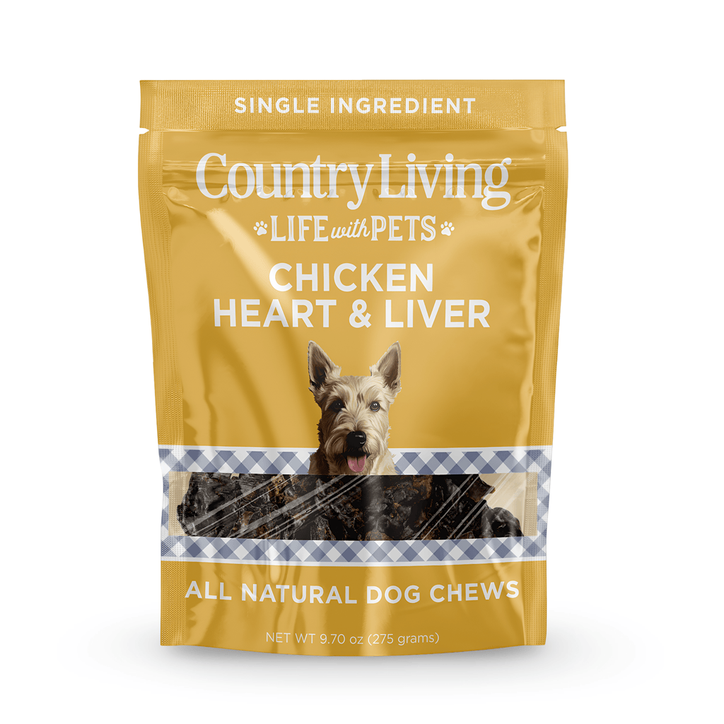 Country Living Dehydrated Chicken Hearts & Livers Dog Treats – 9oz Bag – 100% Natural, High - Protein, Single - Ingredient – Grain - Free, Healthy Training & Reward Treats – No Preservatives or Additives - Mac's Got More