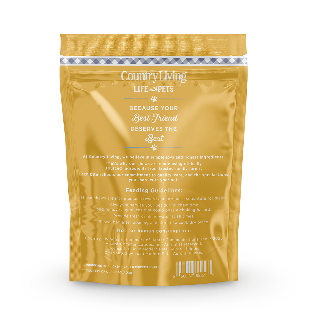 Country Living Dehydrated Chicken Hearts & Livers Dog Treats – 9oz Bag – 100% Natural, High - Protein, Single - Ingredient – Grain - Free, Healthy Training & Reward Treats – No Preservatives or Additives - Mac's Got More