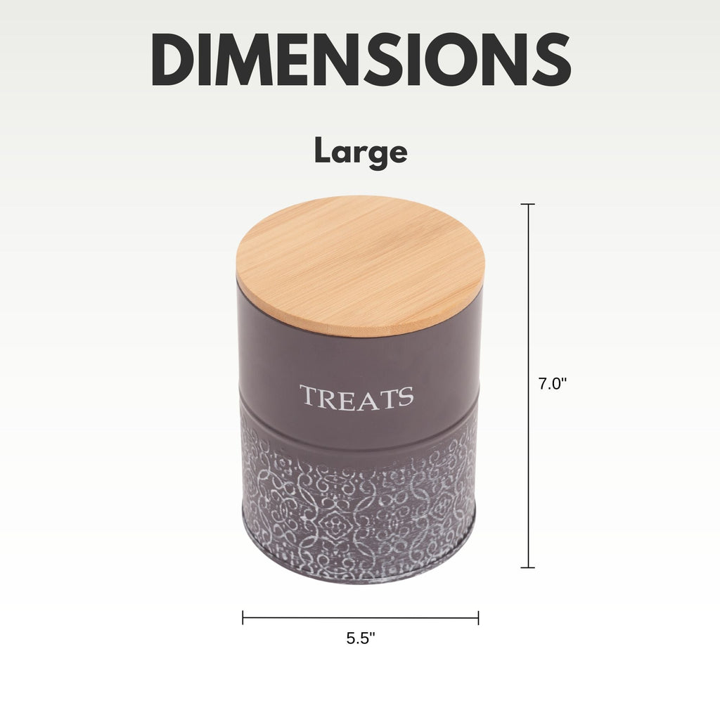 Country Living Dog Treat Canisters - Set of 2 Carbon Steel Jars with Bamboo Lids – Volcanic Gray - Mac's Got More