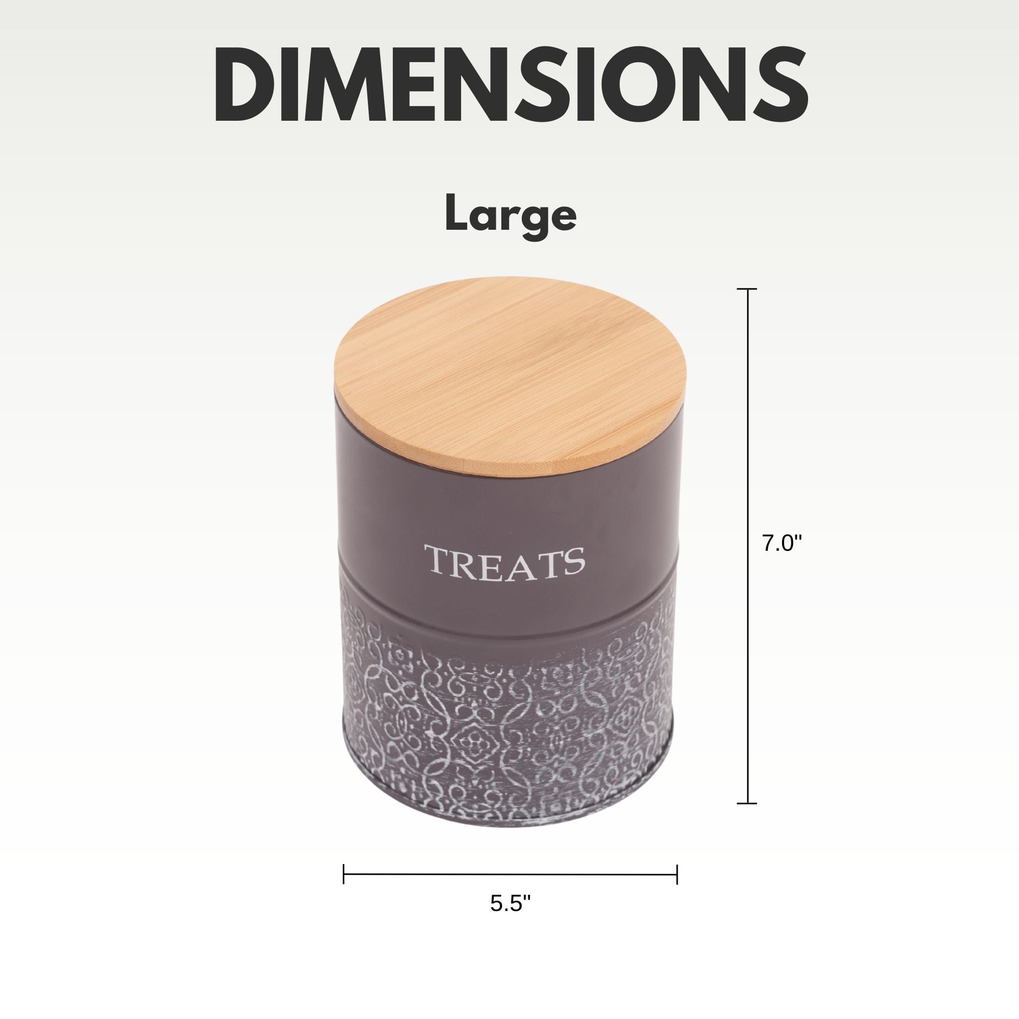 Country Living Dog Treat Canisters - Set of 2 Carbon Steel Jars with Bamboo Lids – Volcanic Gray - Mac's Got More