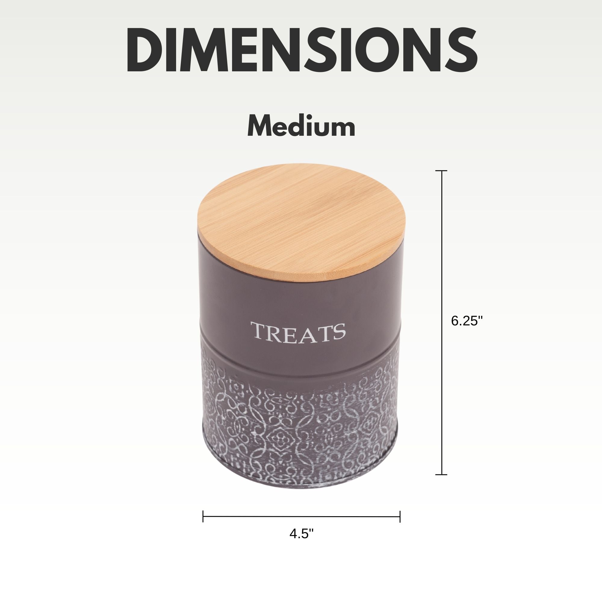 Country Living Dog Treat Canisters - Set of 2 Carbon Steel Jars with Bamboo Lids – Volcanic Gray - Mac's Got More