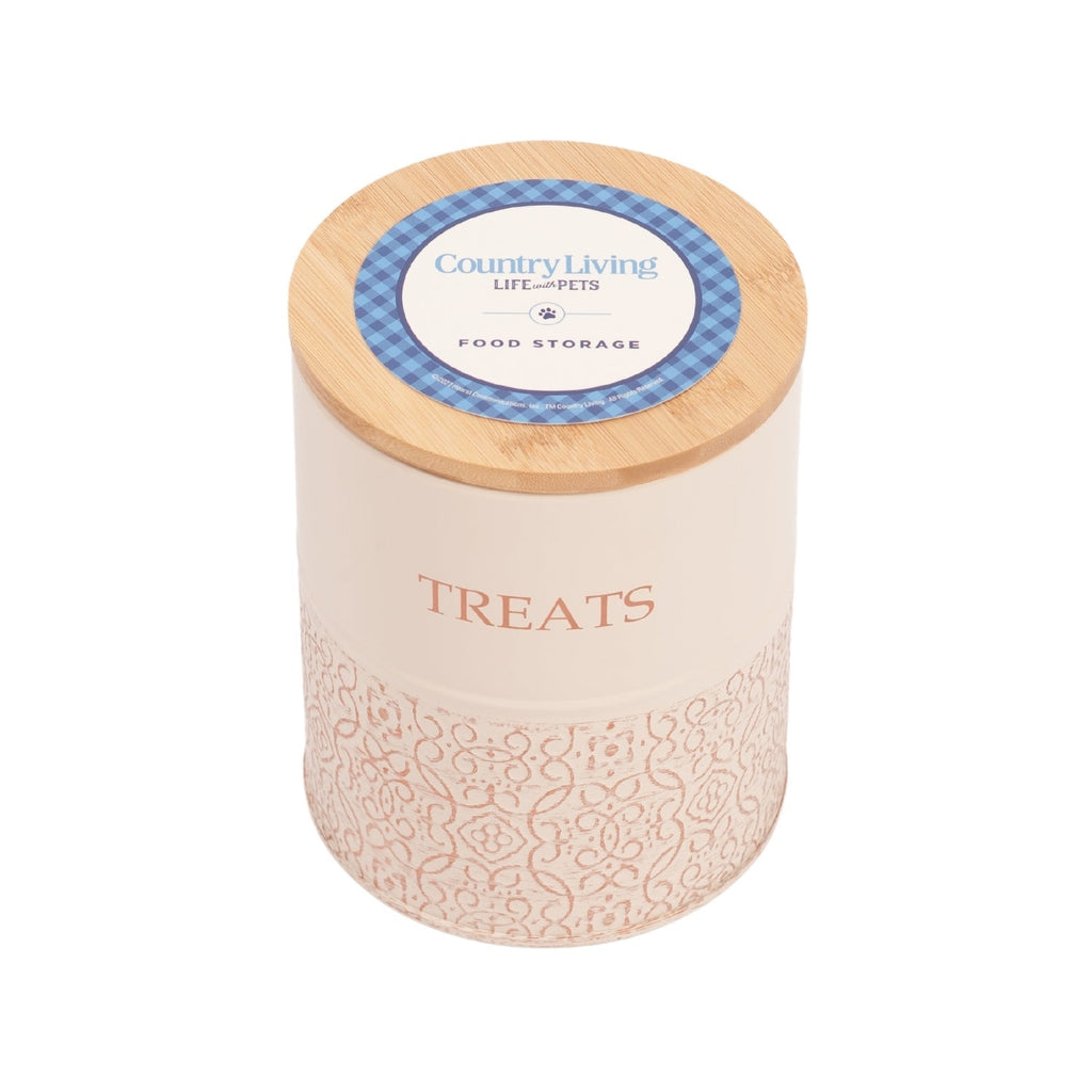 Country Living Dog Treat Canisters - Set of 2 Carbon Steel Jars with Bamboo Lids – White Swan - Mac's Got More