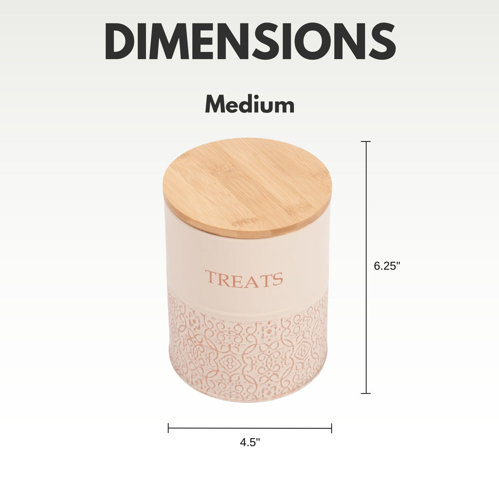 Country Living Dog Treat Canisters - Set of 2 Carbon Steel Jars with Bamboo Lids – White Swan - Mac's Got More