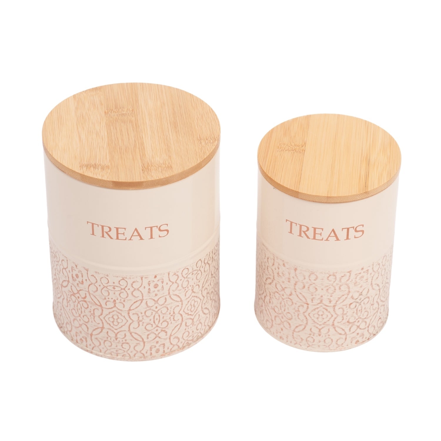 Country Living Dog Treat Canisters - Set of 2 Carbon Steel Jars with Bamboo Lids – White Swan - Mac's Got More