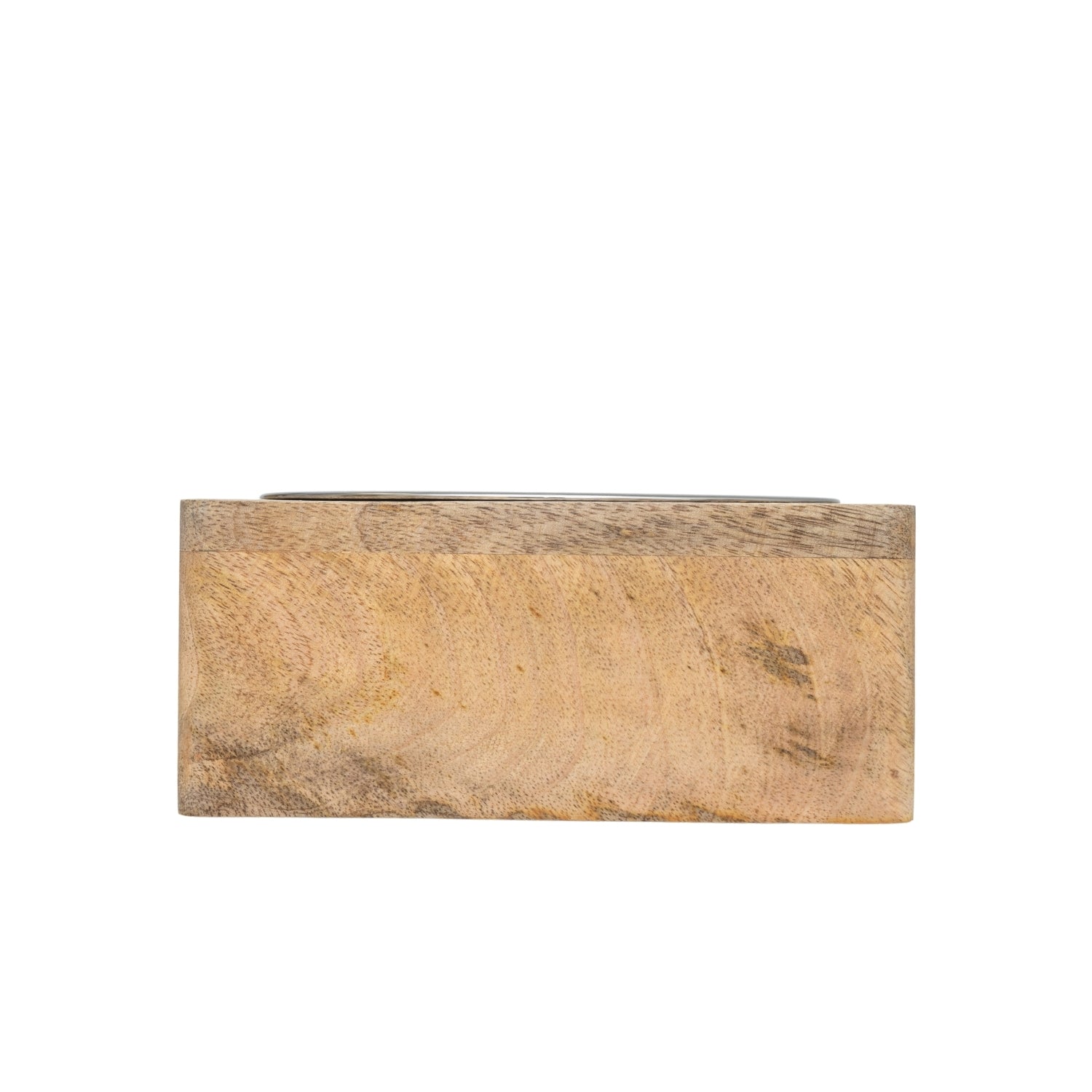 Country Living Elegant Stainless Steel Dog Bowl with Square Mango Wood Holder – 1 Quart - Mac's Got More