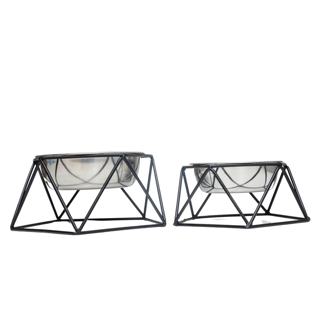 Country Living Elevated Single Dog Bowl Feeder – Geometric Design with Removable Stainless Steel Bowl - Mac's Got More