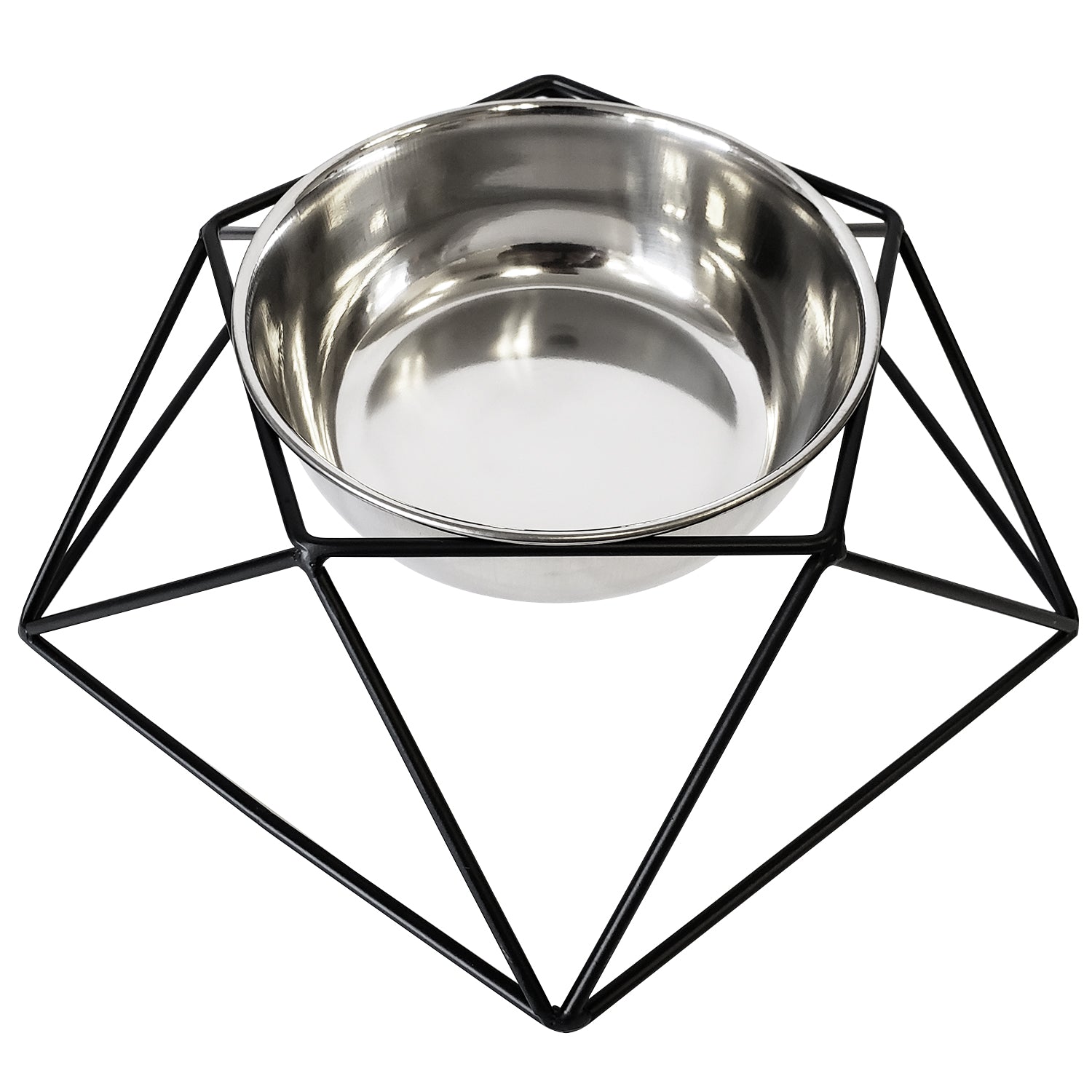 Country Living Elevated Single Dog Bowl Feeder – Geometric Design with Removable Stainless Steel Bowl - Mac's Got More