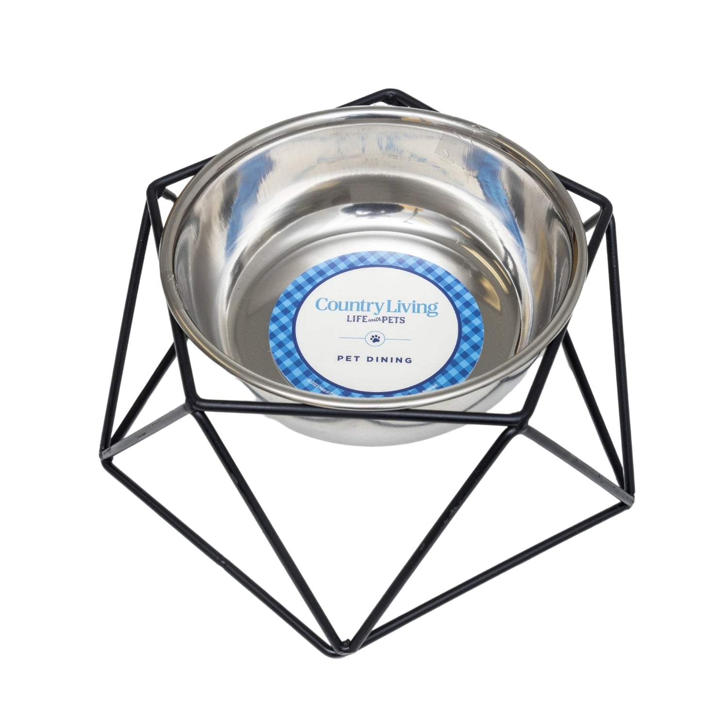 Country Living Elevated Single Dog Bowl Feeder – Geometric Design with Removable Stainless Steel Bowl - Mac's Got More