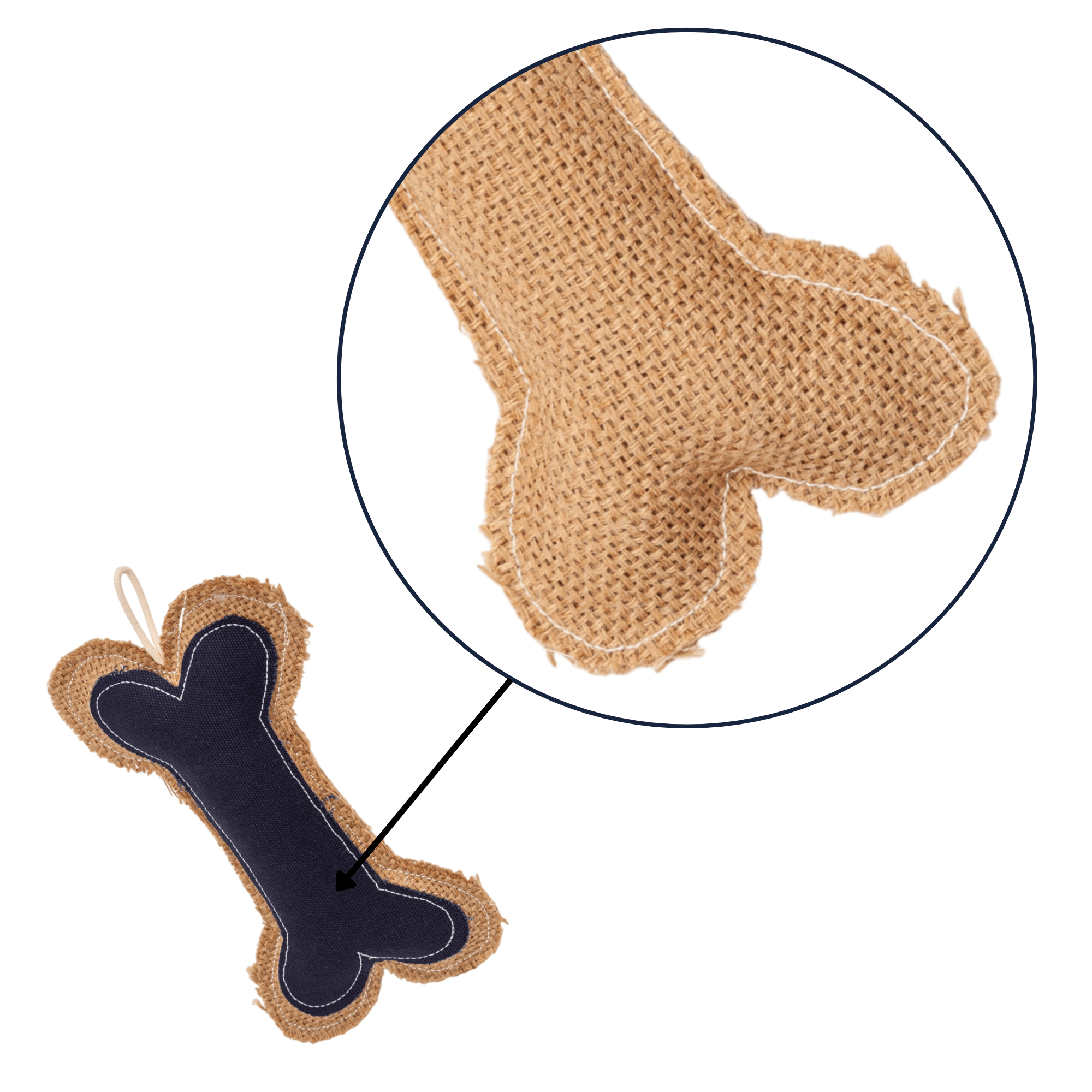 Country Living Jean Leather - Jute Bone Pillow Dog Chew Toy – Durable, Safe and Non - Toxic - Mac's Got More