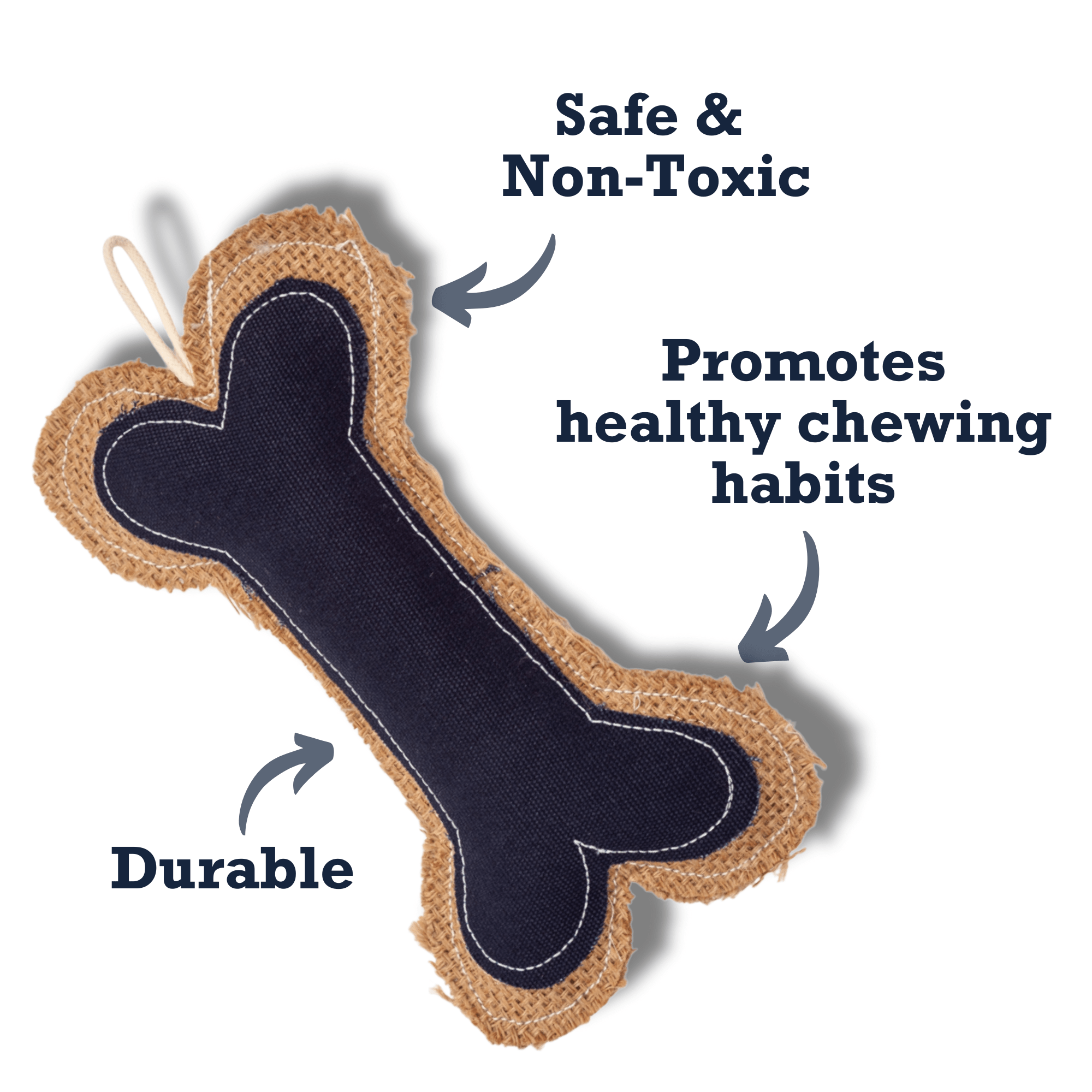 Country Living Jean Leather - Jute Bone Pillow Dog Chew Toy – Durable, Safe and Non - Toxic - Mac's Got More