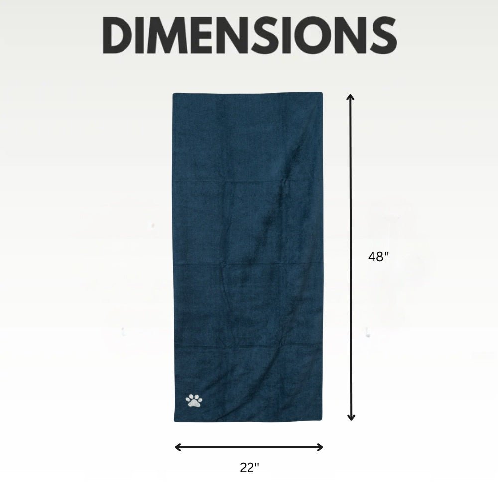 Country Living Large Marine Blue Microfiber Dog Bath Towel with Embroidered Paw Print - Mac's Got More