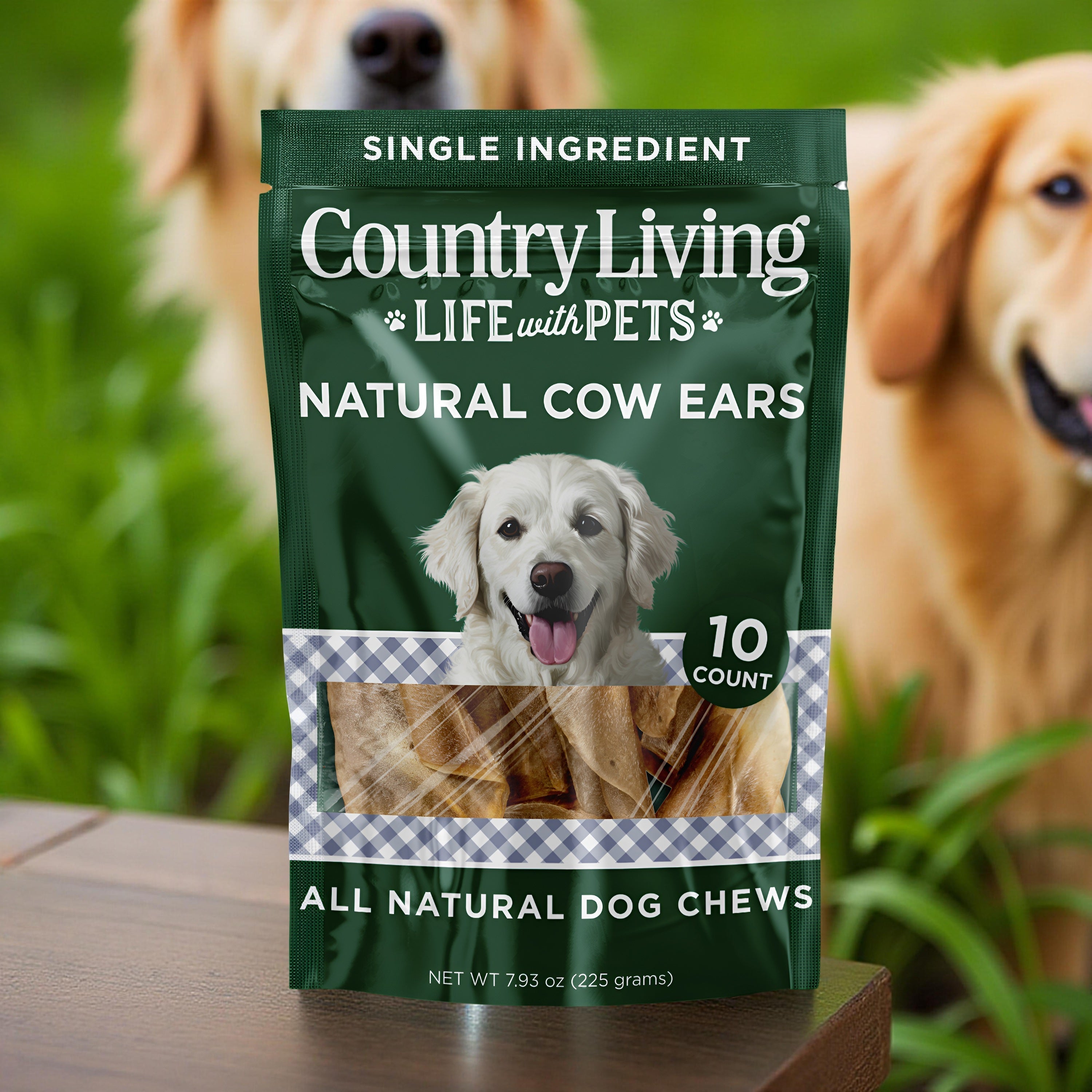 Country Living Natural Cow Ears Dog Chews – 10 Count Bag – All - Natural, Single - Ingredient, Long - Lasting Dog Chews – High - Protein, Low - Fat, Rawhide - Free – Supports Dental Health - Mac's Got More