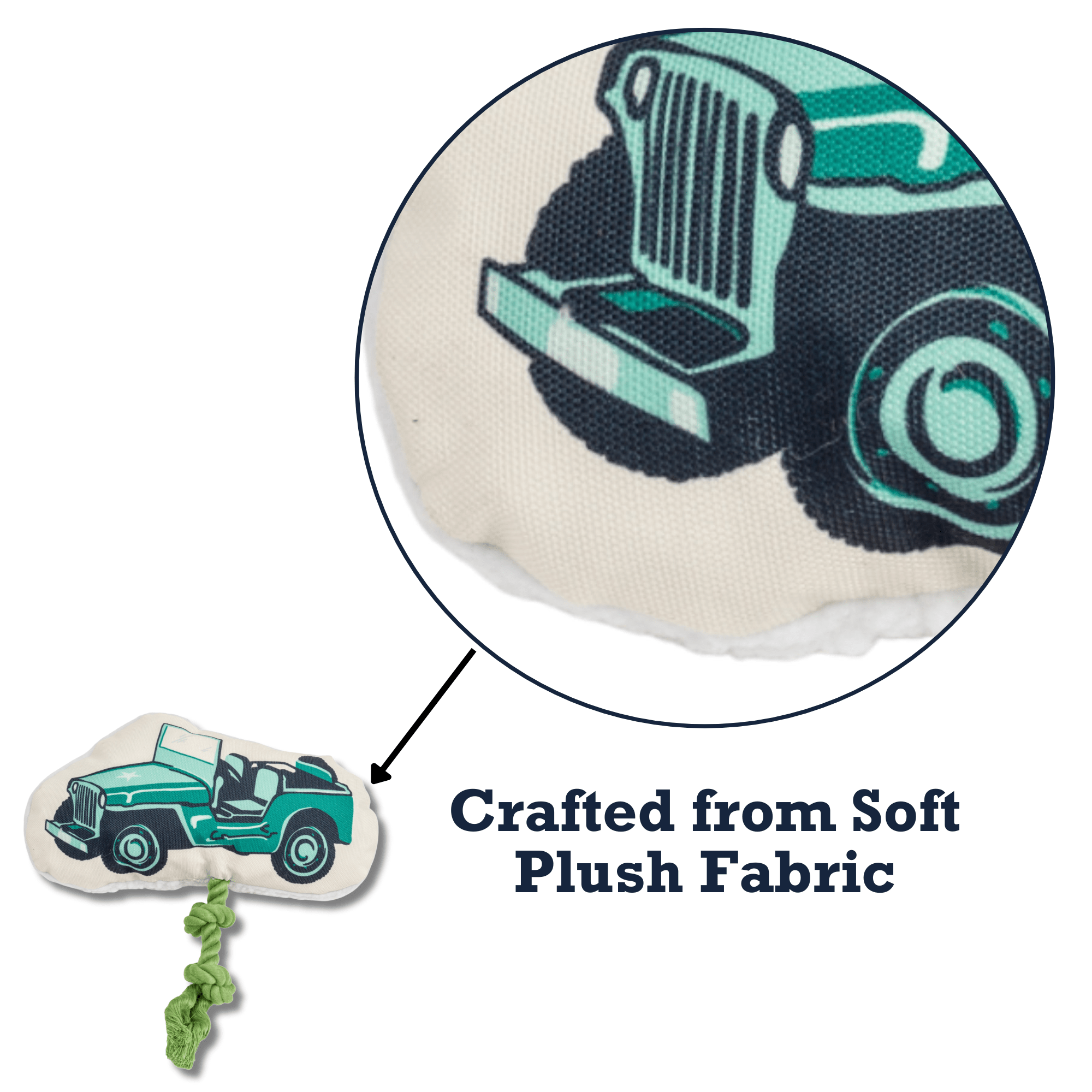 Country Living Retro Army Jeep with Squeaker & Crinkle Paper Plush Dog Toy - Mac's Got More