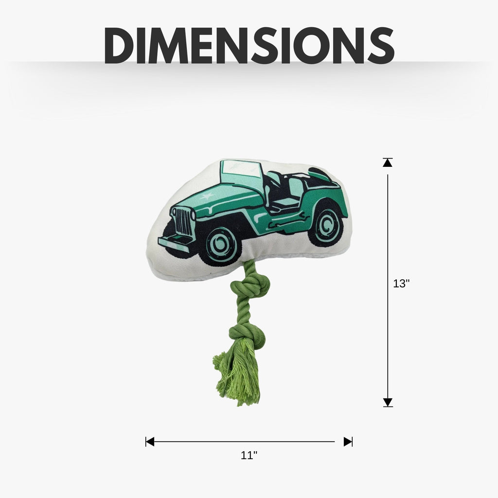 Country Living Retro Army Jeep with Squeaker & Crinkle Paper Plush Dog Toy - Mac's Got More