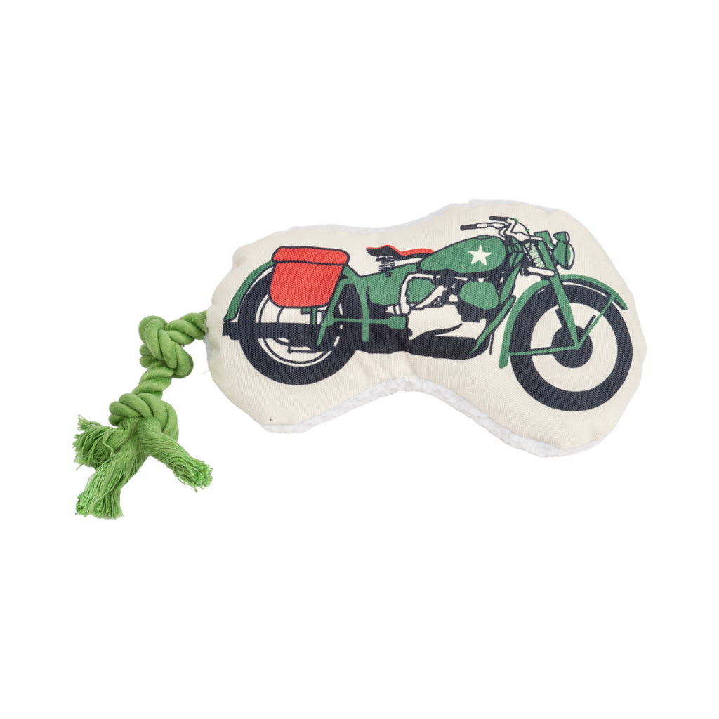 Country Living Retro Army Motorcycle with Squeaker & Crinkle Paper Plush Dog Toy - Mac's Got More