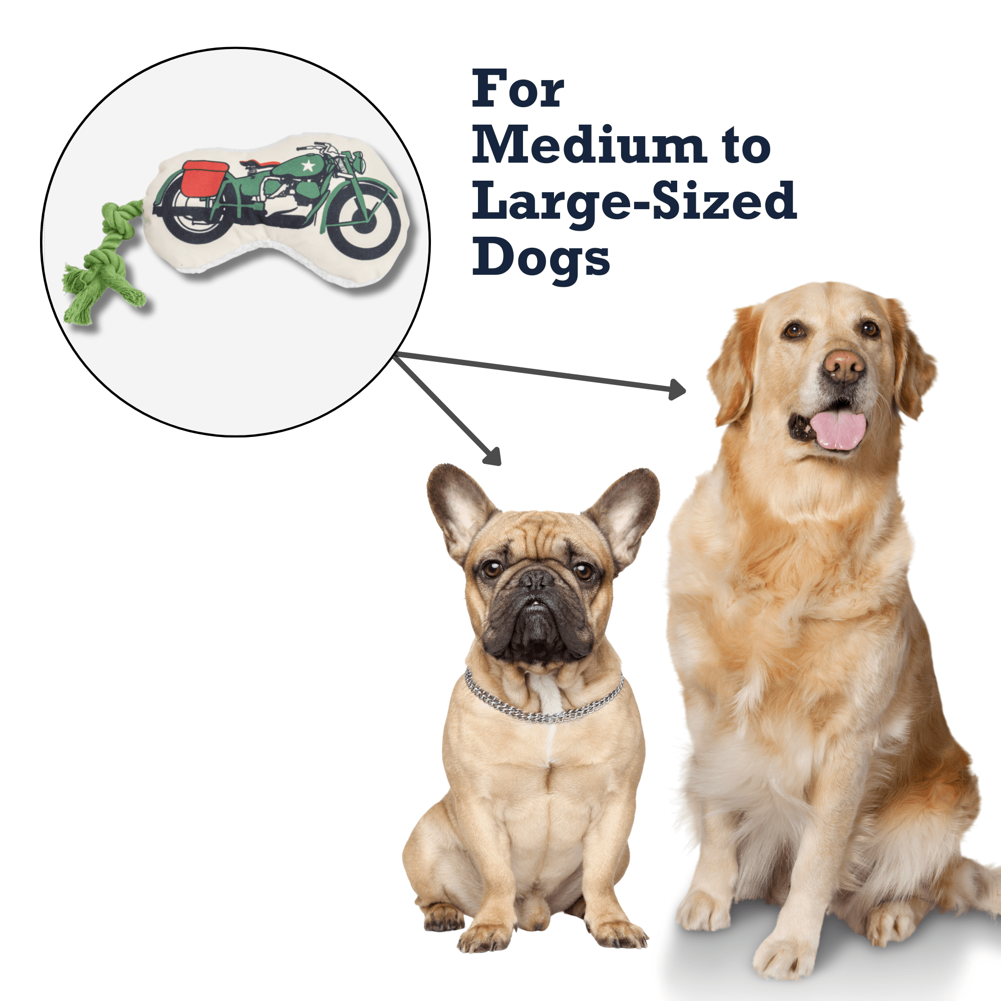 Country Living Retro Army Motorcycle with Squeaker & Crinkle Paper Plush Dog Toy - Mac's Got More