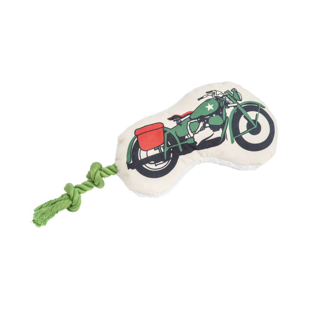 Country Living Retro Army Motorcycle with Squeaker & Crinkle Paper Plush Dog Toy - Mac's Got More