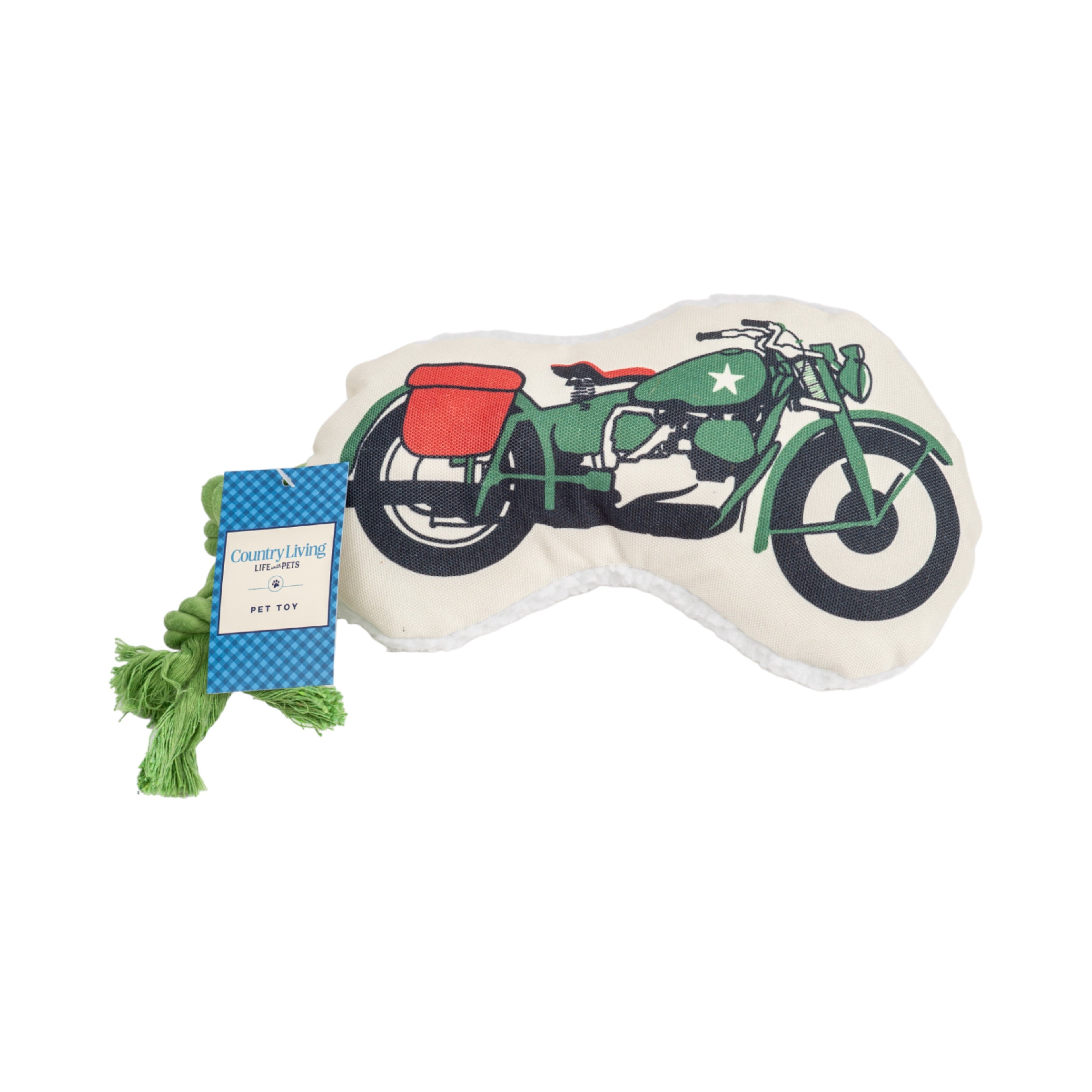 Country Living Retro Army Motorcycle with Squeaker & Crinkle Paper Plush Dog Toy - Mac's Got More