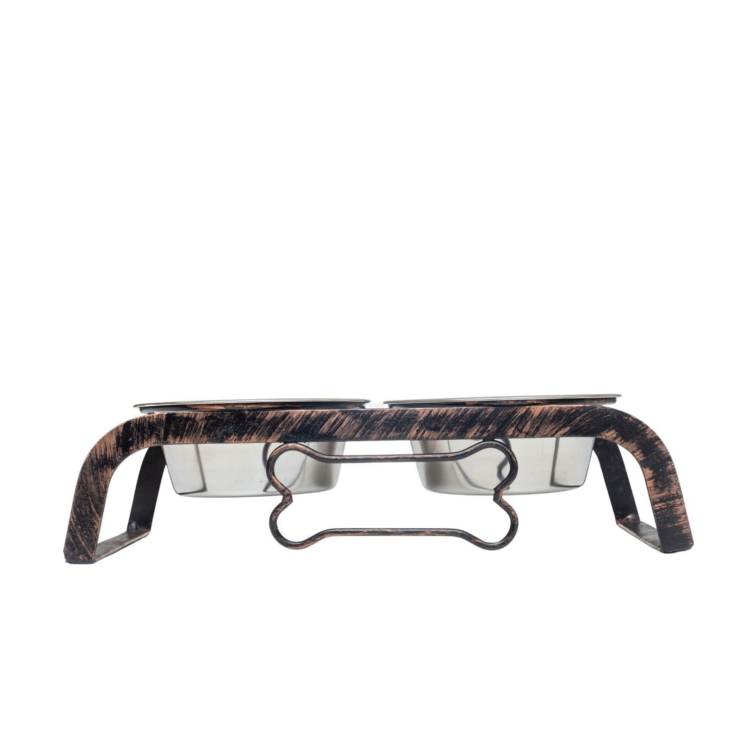 Country Living Rustic Dog Bone Elevated Feeder with 2 Stainless Steel Bowls - Mac's Got More