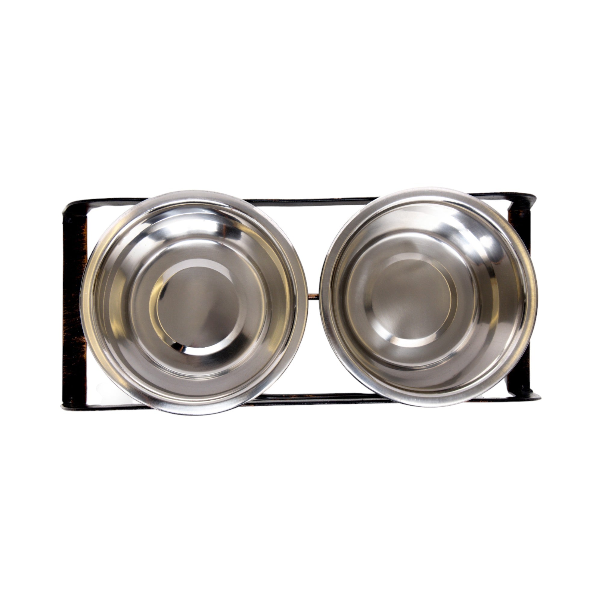 Country Living Rustic Dog Bone Elevated Feeder with 2 Stainless Steel Bowls - Mac's Got More