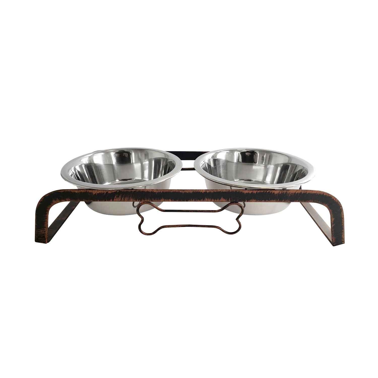 Country Living Rustic Dog Bone Elevated Feeder with 2 Stainless Steel Bowls - Mac's Got More