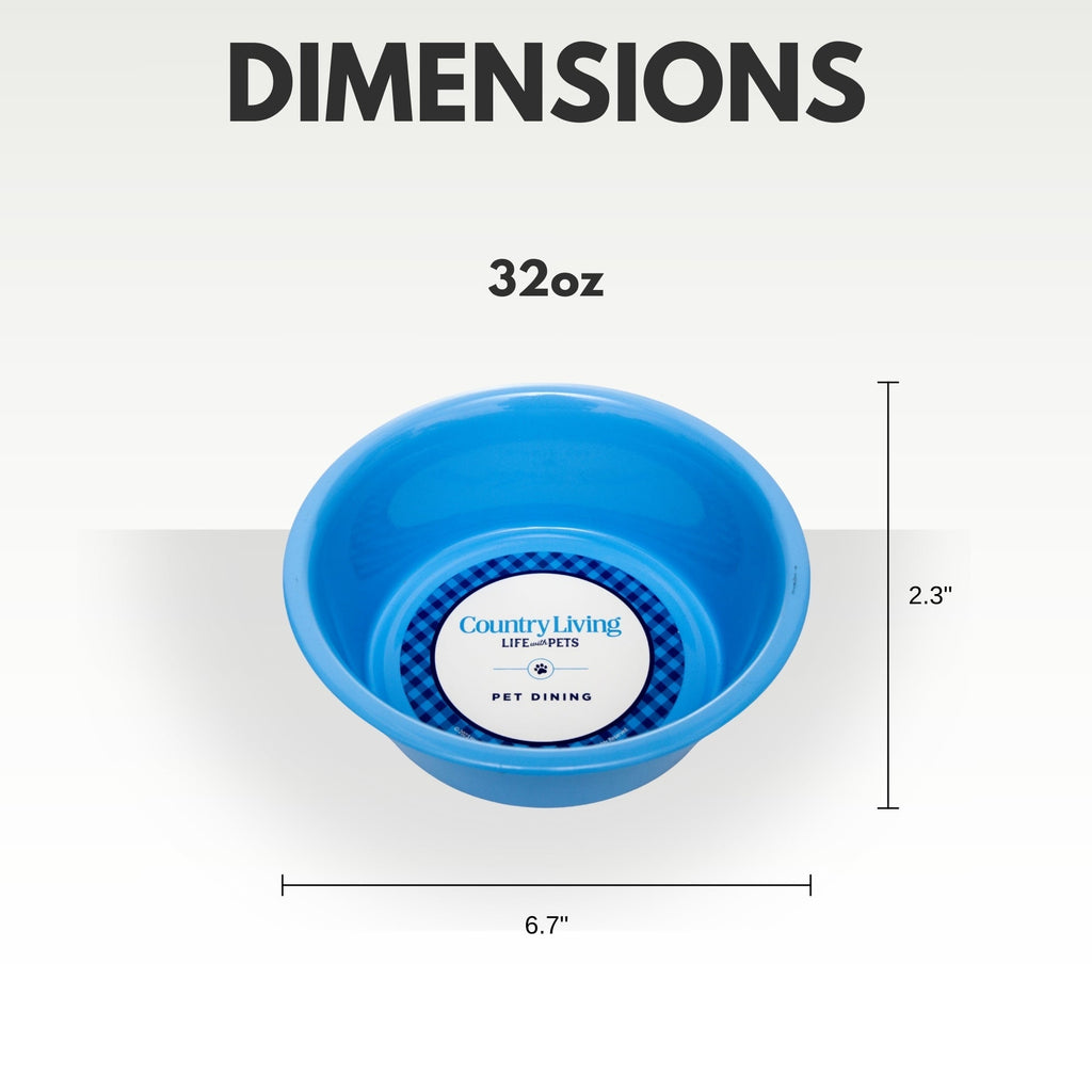 Country Living Set of 2 Coated Stainless Steel Heavy Dog Bowls - Ideal for Medium to Large Breeds - Mac's Got More