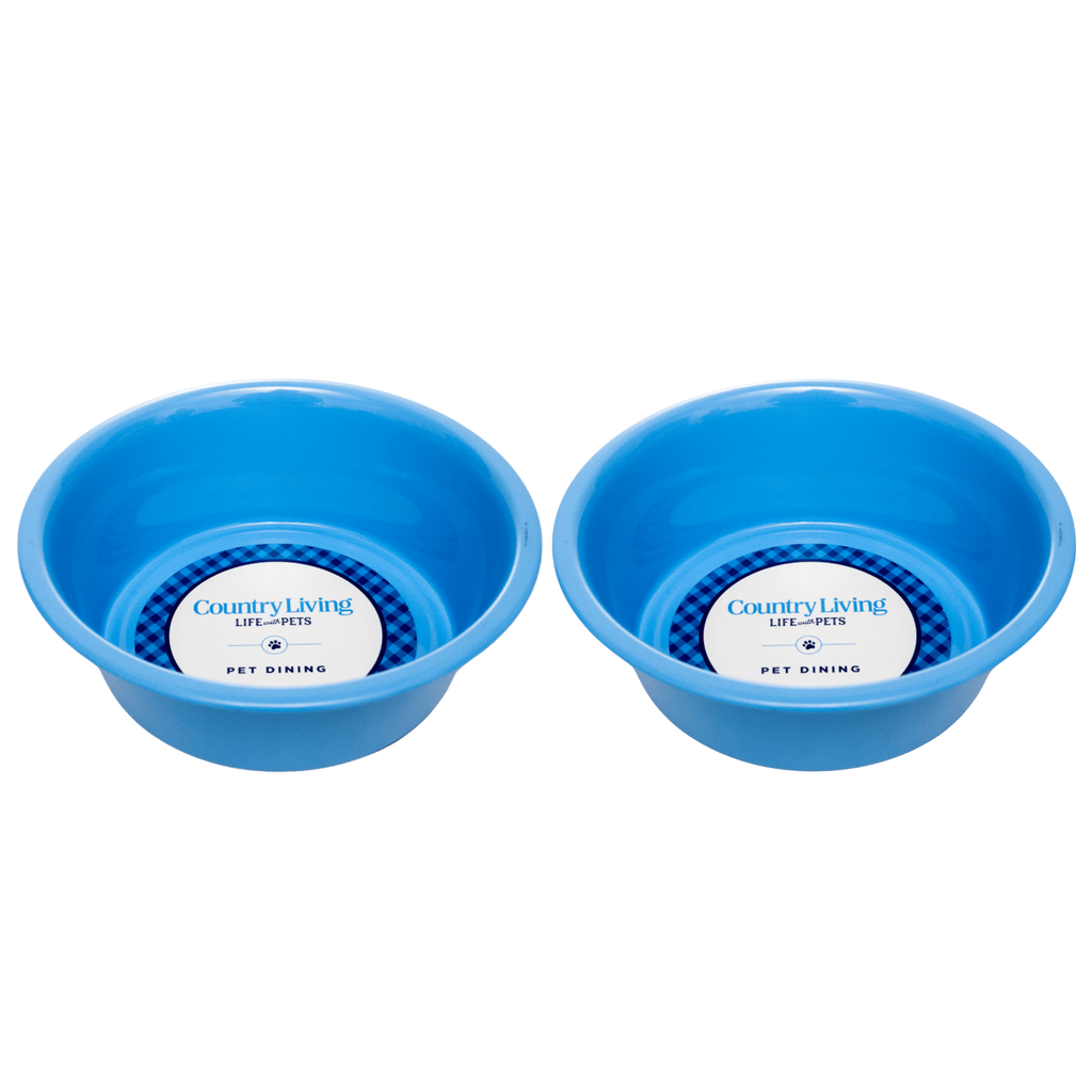 Country Living Set of 2 Coated Stainless Steel Heavy Dog Bowls - Ideal for Medium to Large Breeds - Mac's Got More