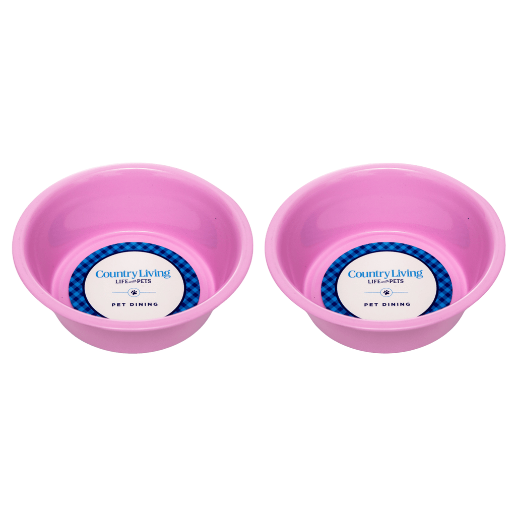 Country Living Set of 2 Coated Stainless Steel Heavy Dog Bowls - Ideal for Medium to Large Breeds - Mac's Got More