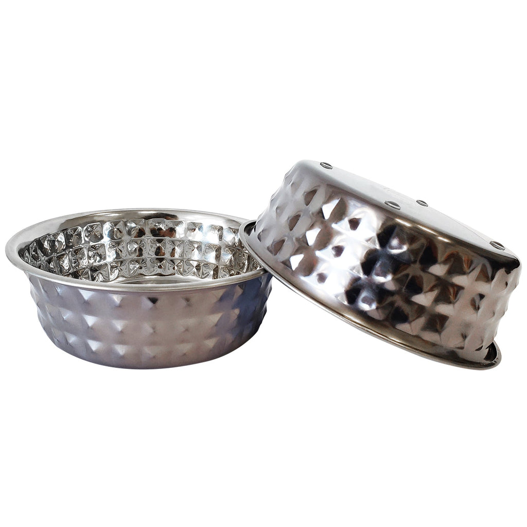 Country Living Set of 2 Hammered Stainless Steel Dog Bowls – Black Pearl - Mac's Got More