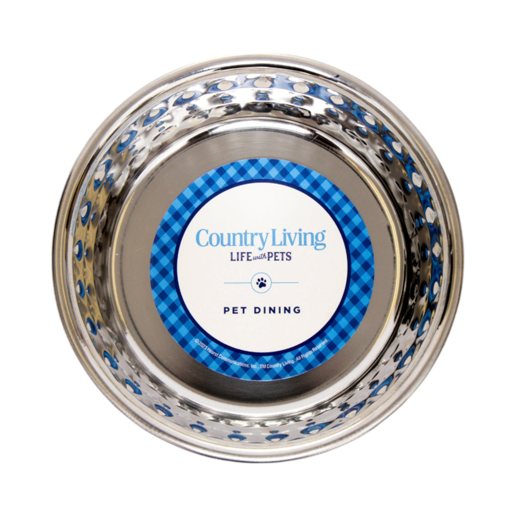 Country Living Set of 2 Hammered Stainless Steel Dog Bowls – Black Pearl - Mac's Got More