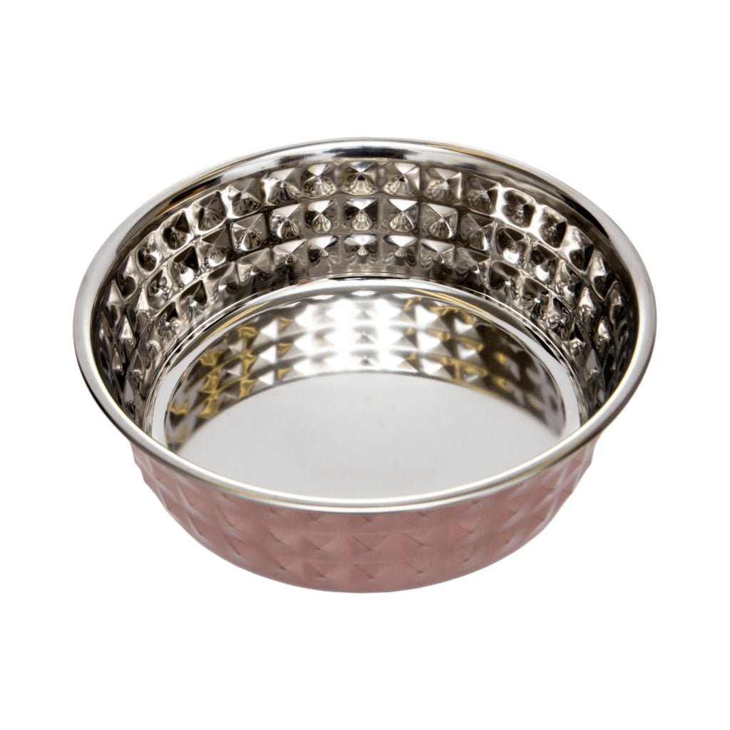 Country Living Set of 2 Hammered Stainless Steel Dog Bowls – Ideal for Extra Large Breeds – Rose Quartz/64oz - Mac's Got More