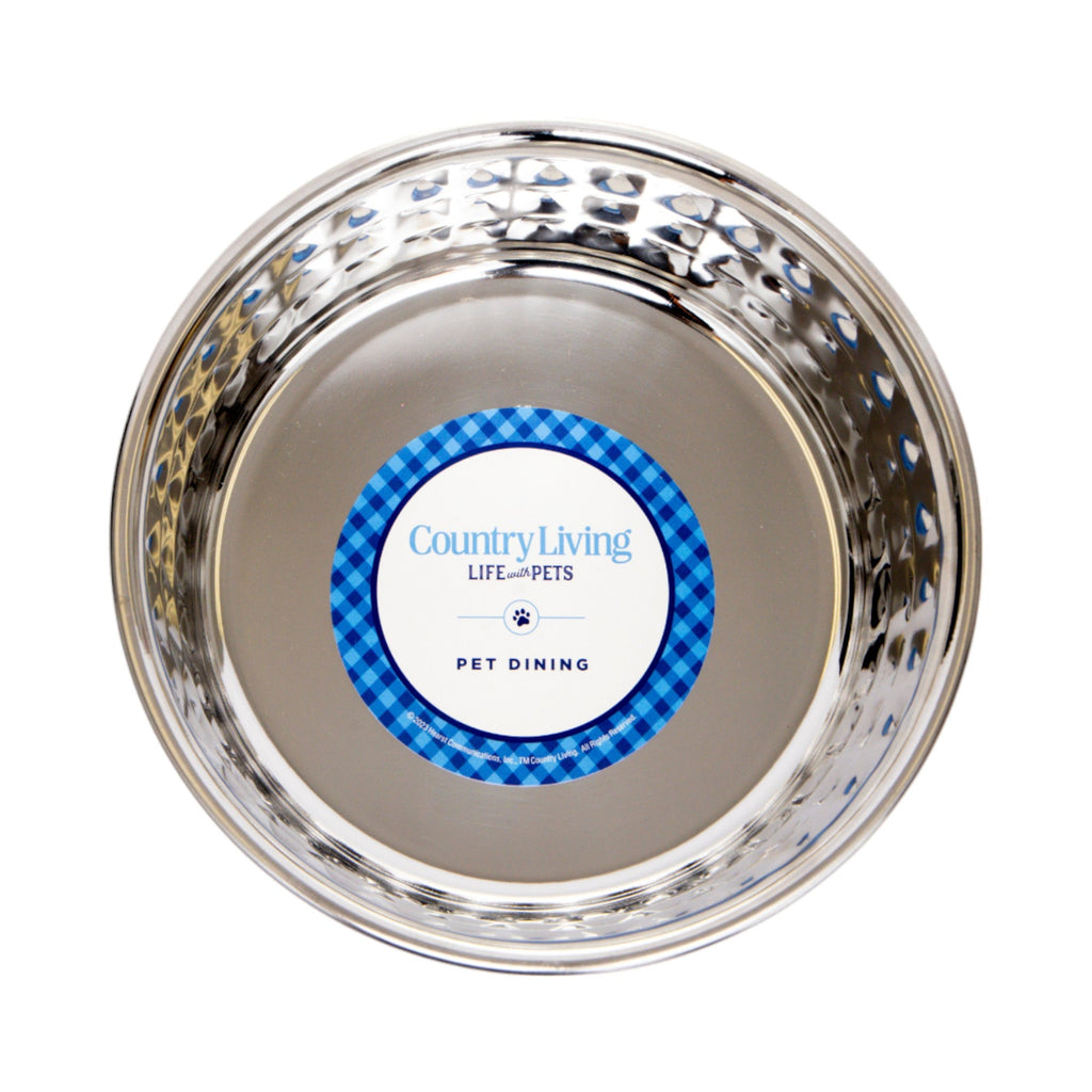 Country Living Set of 2 Hammered Stainless Steel Dog Bowls – Ideal for Extra Large Breeds – Rose Quartz/64oz - Mac's Got More